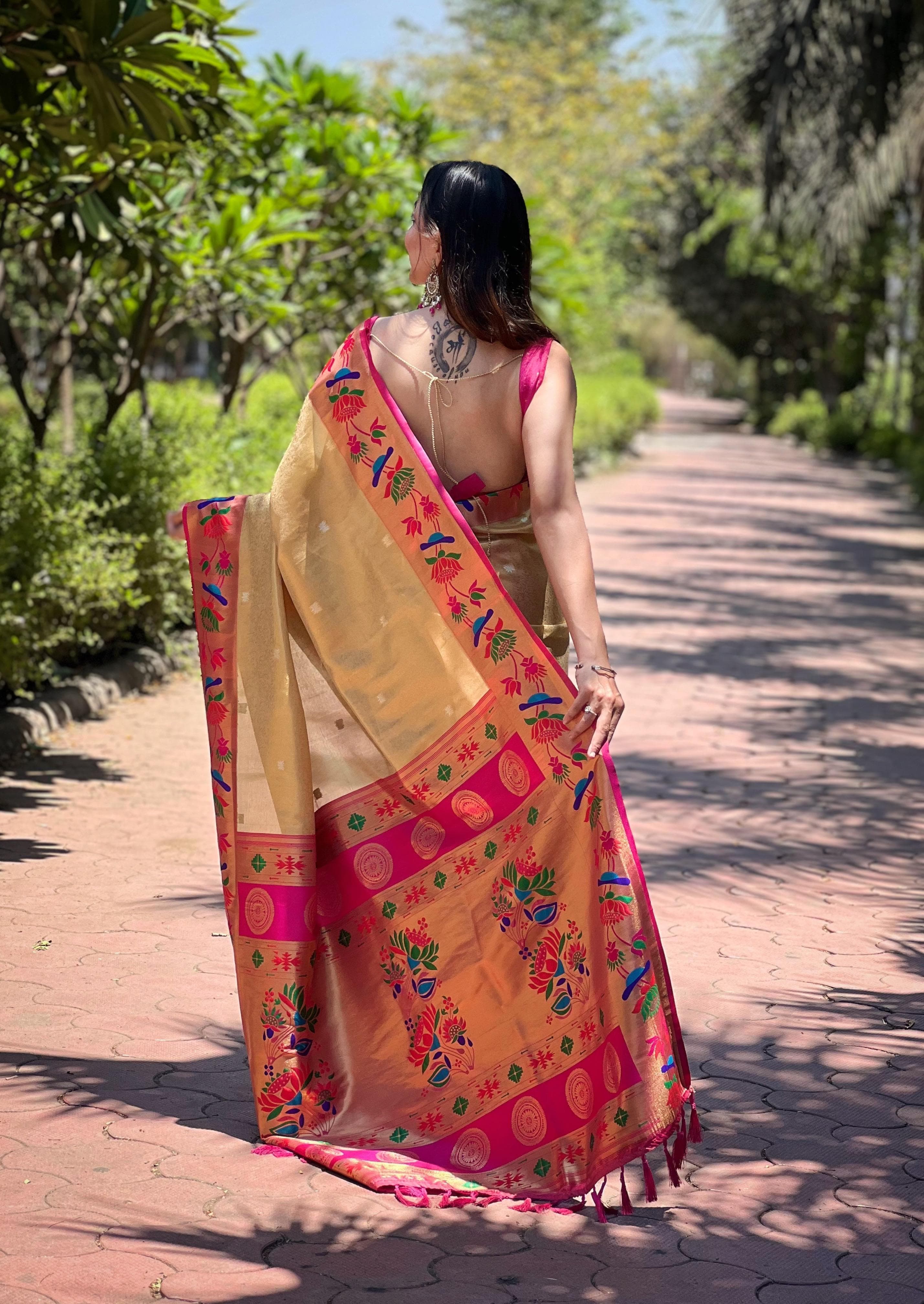 Lotus Paithani Soft Banarsi Silk Saree