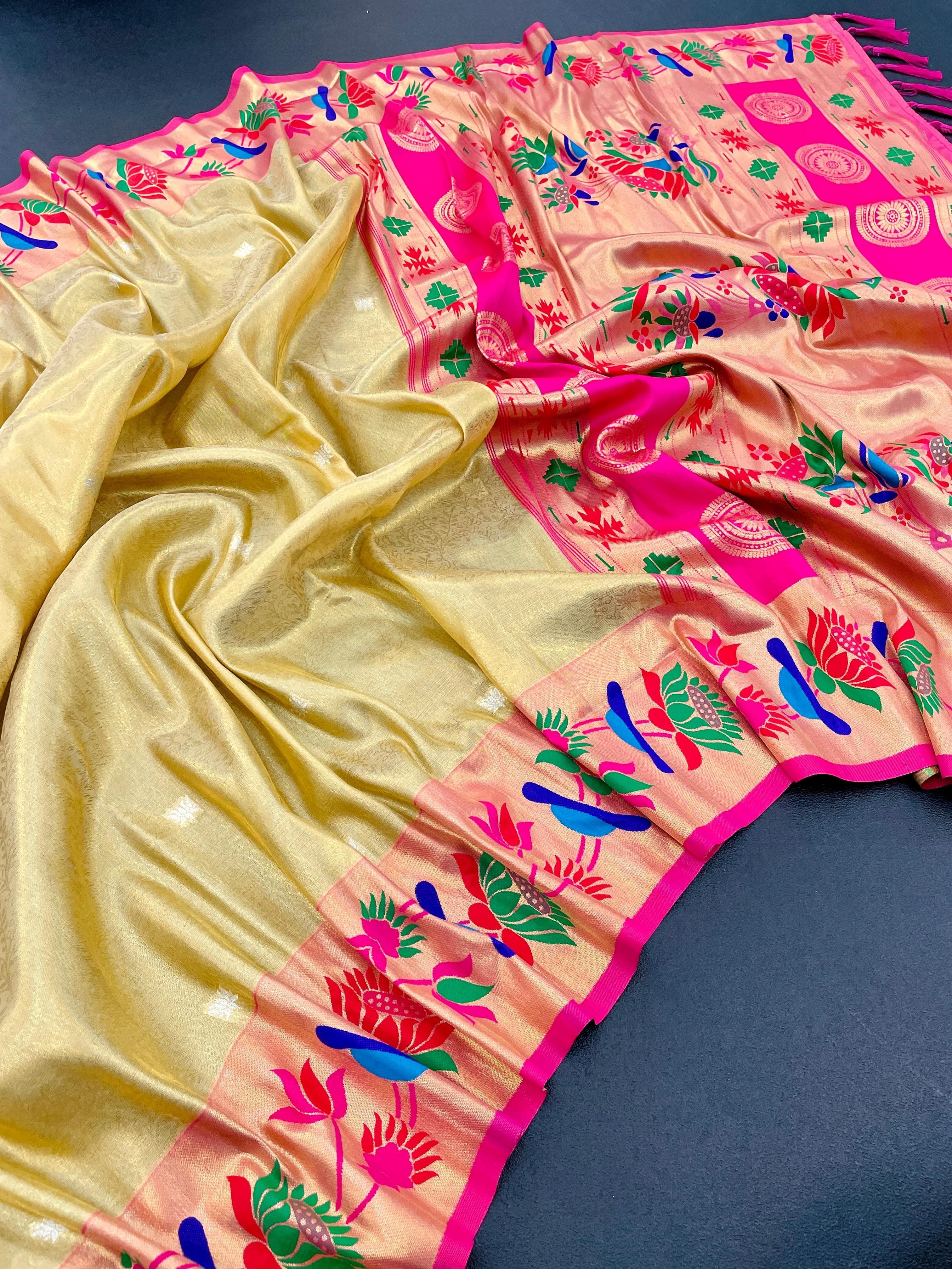 Lotus Paithani Soft Banarsi Silk Saree