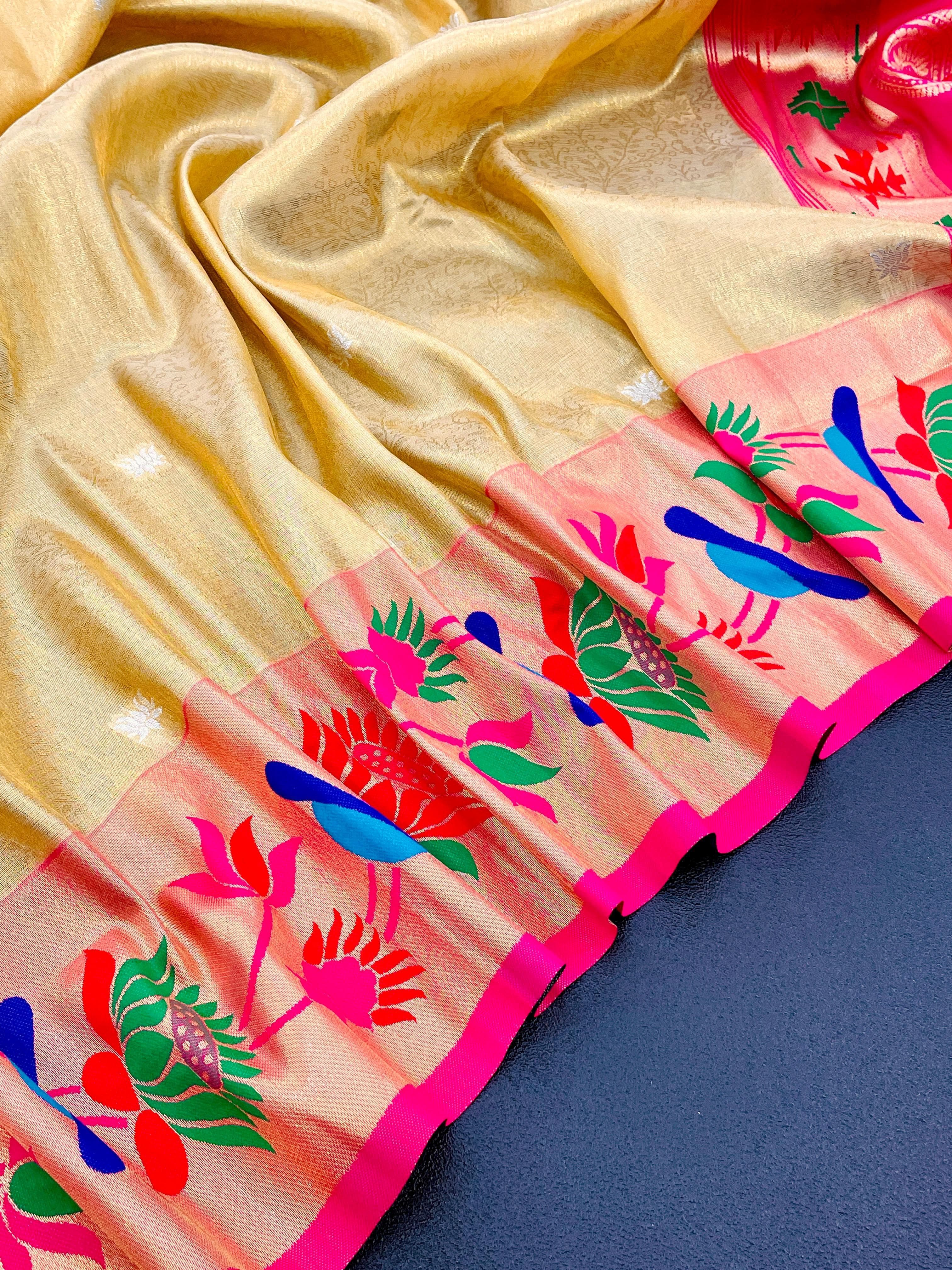 Lotus Paithani Soft Banarsi Silk Saree