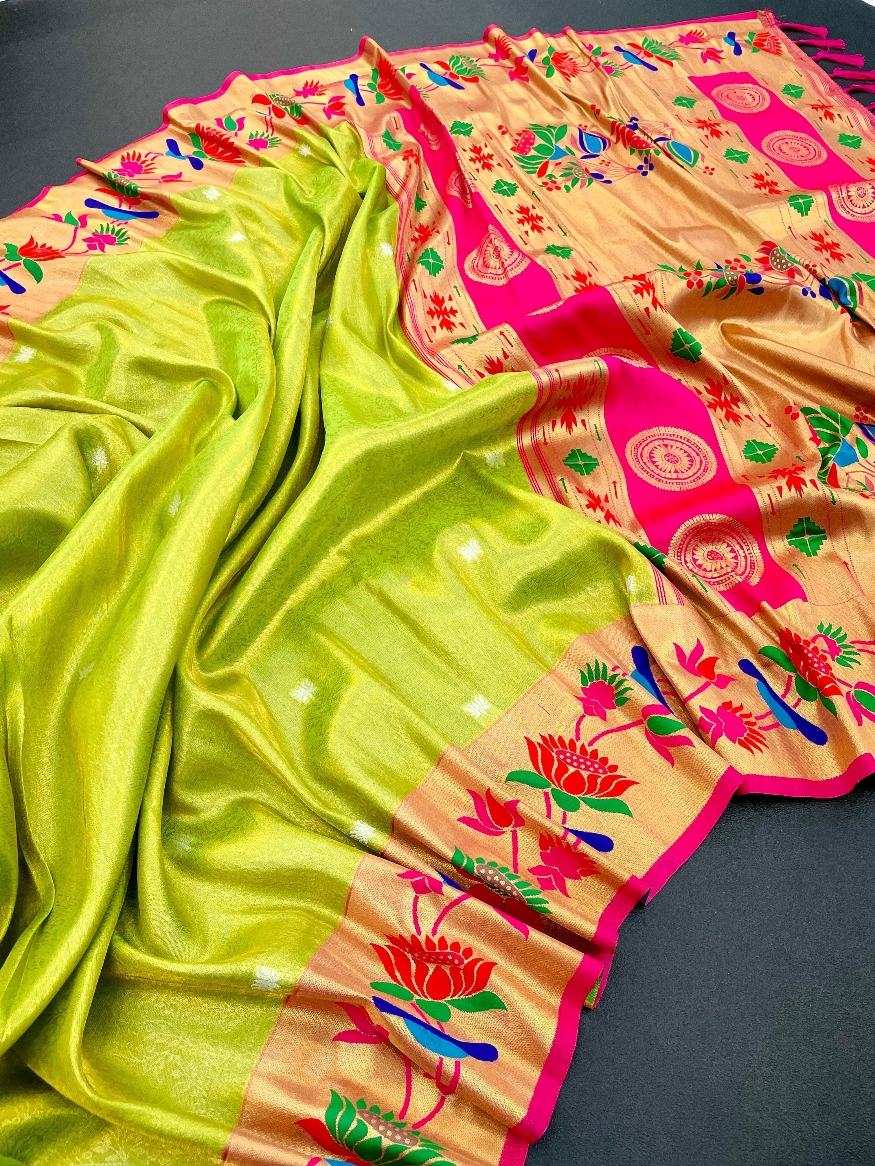 Lotus Paithani Soft Banarsi Silk Saree