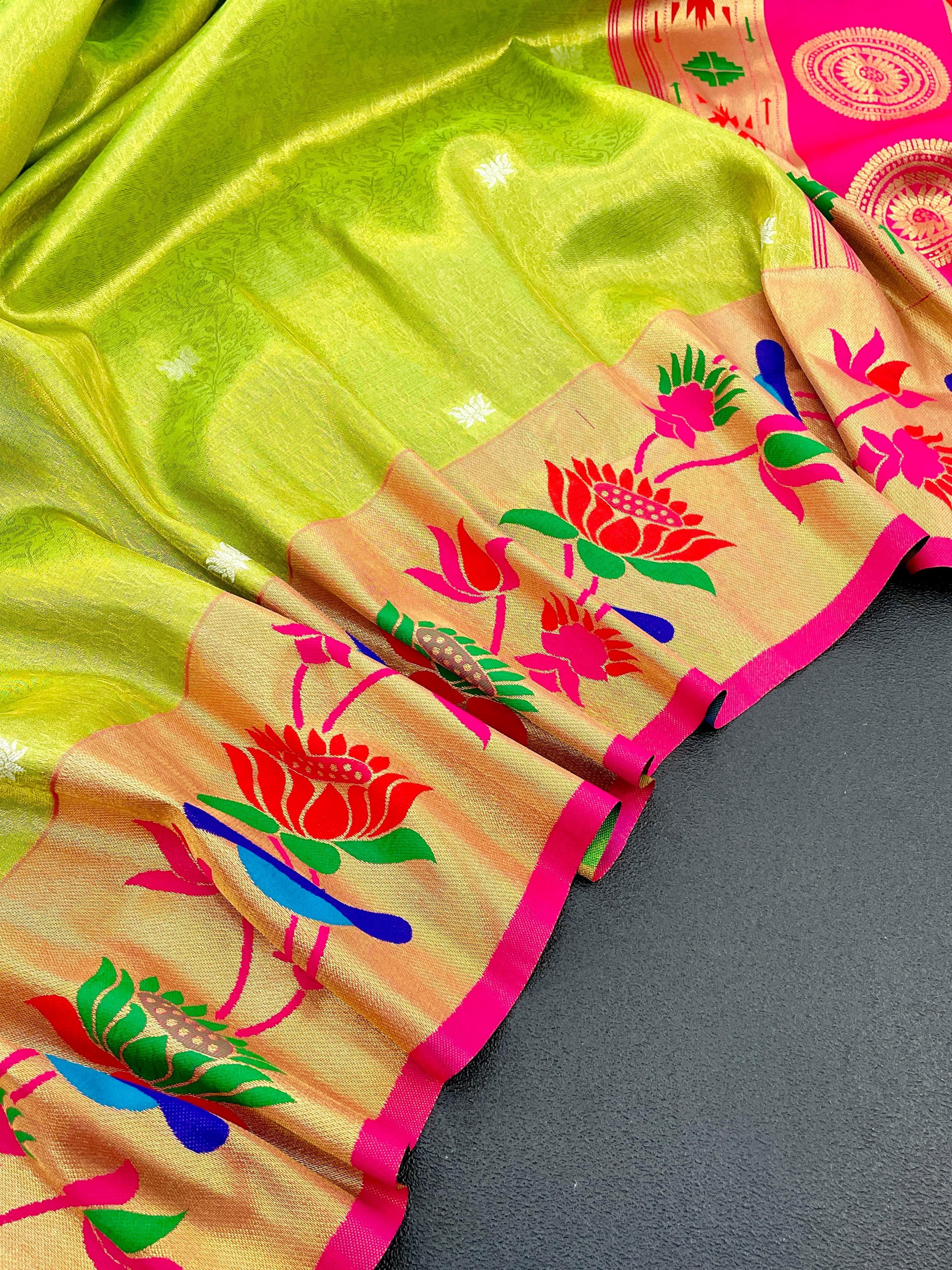 Lotus Paithani Soft Banarsi Silk Saree