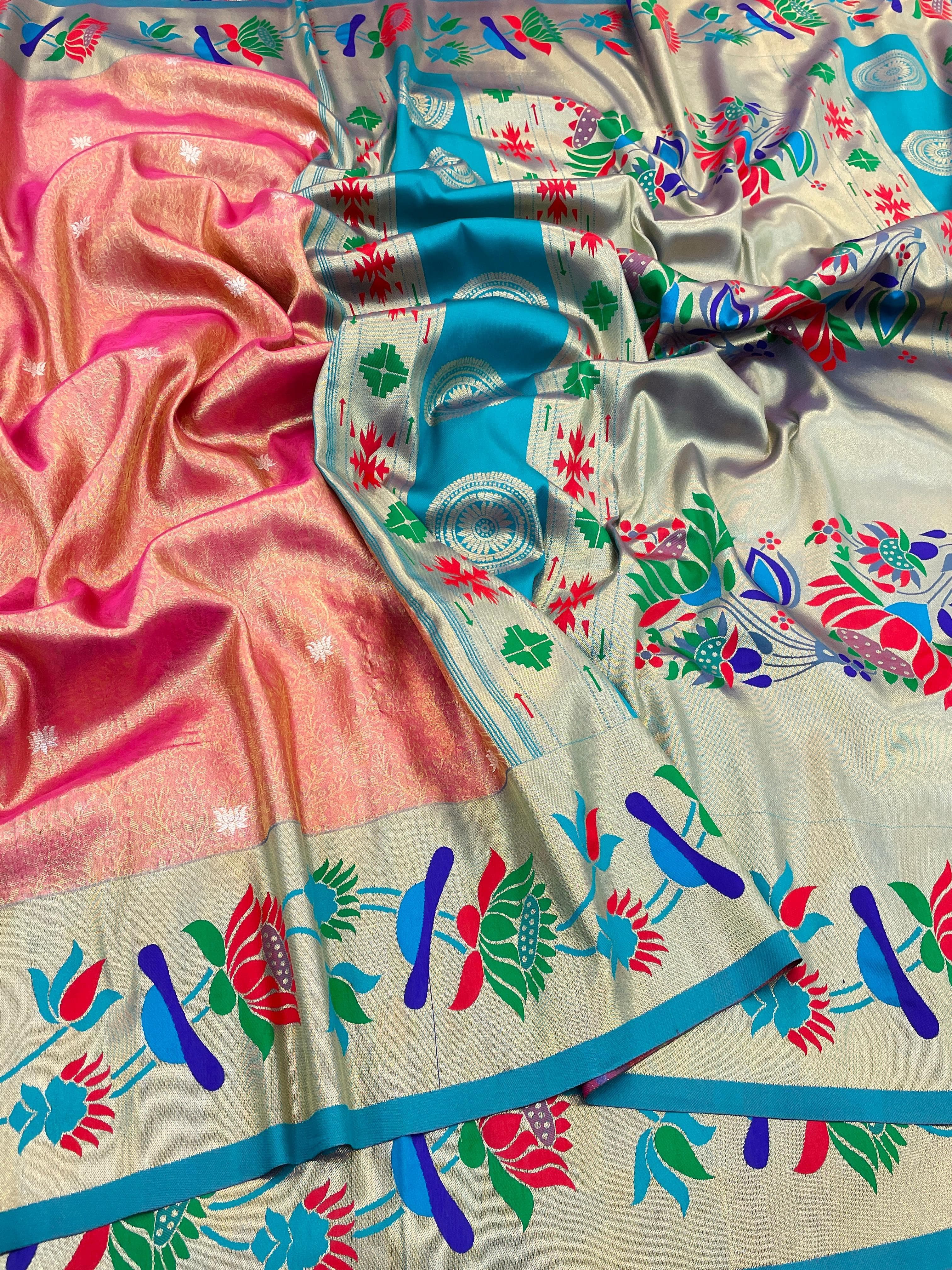 Lotus Paithani Soft Banarsi Silk Saree