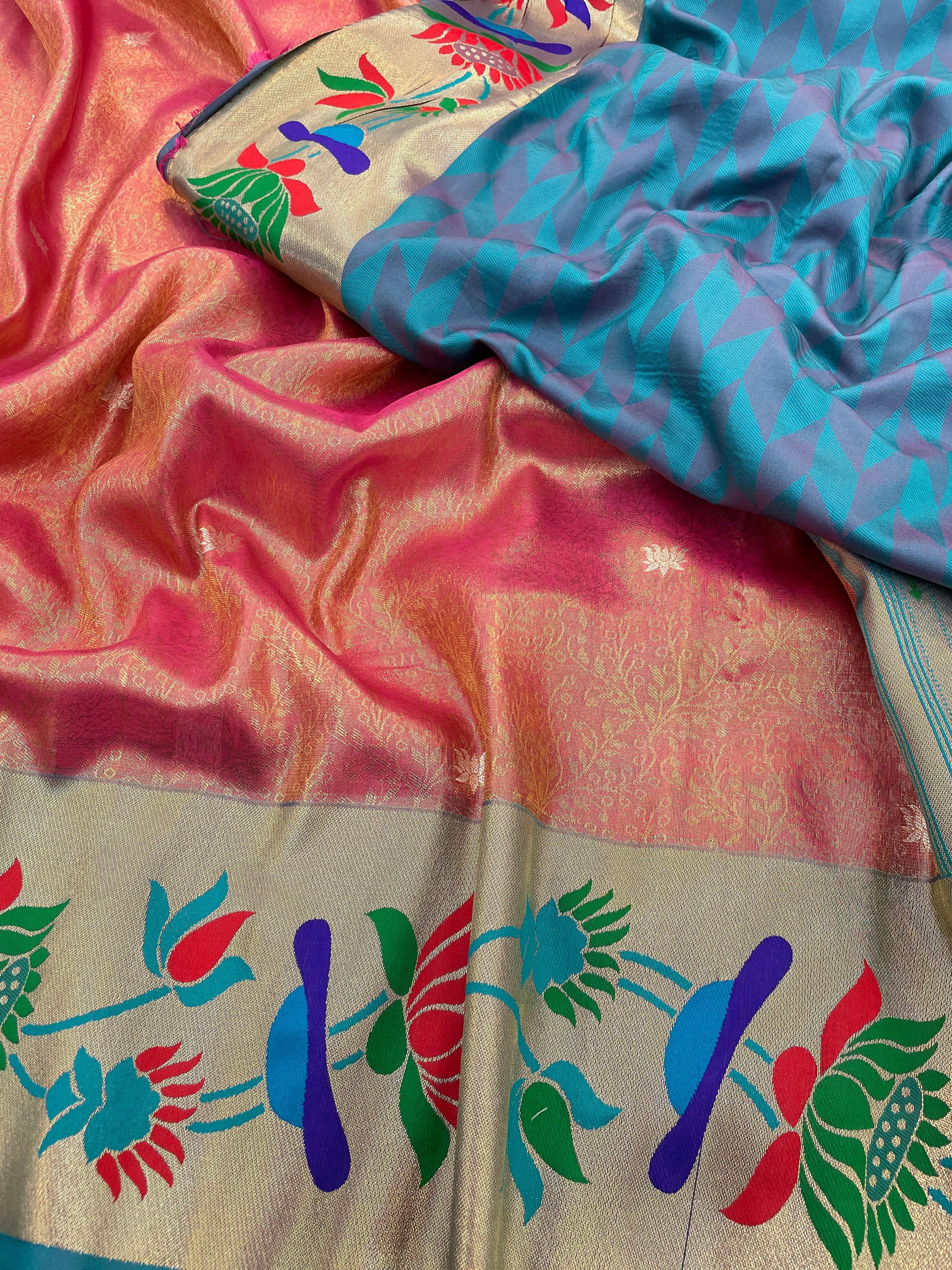 Lotus Paithani Soft Banarsi Silk Saree