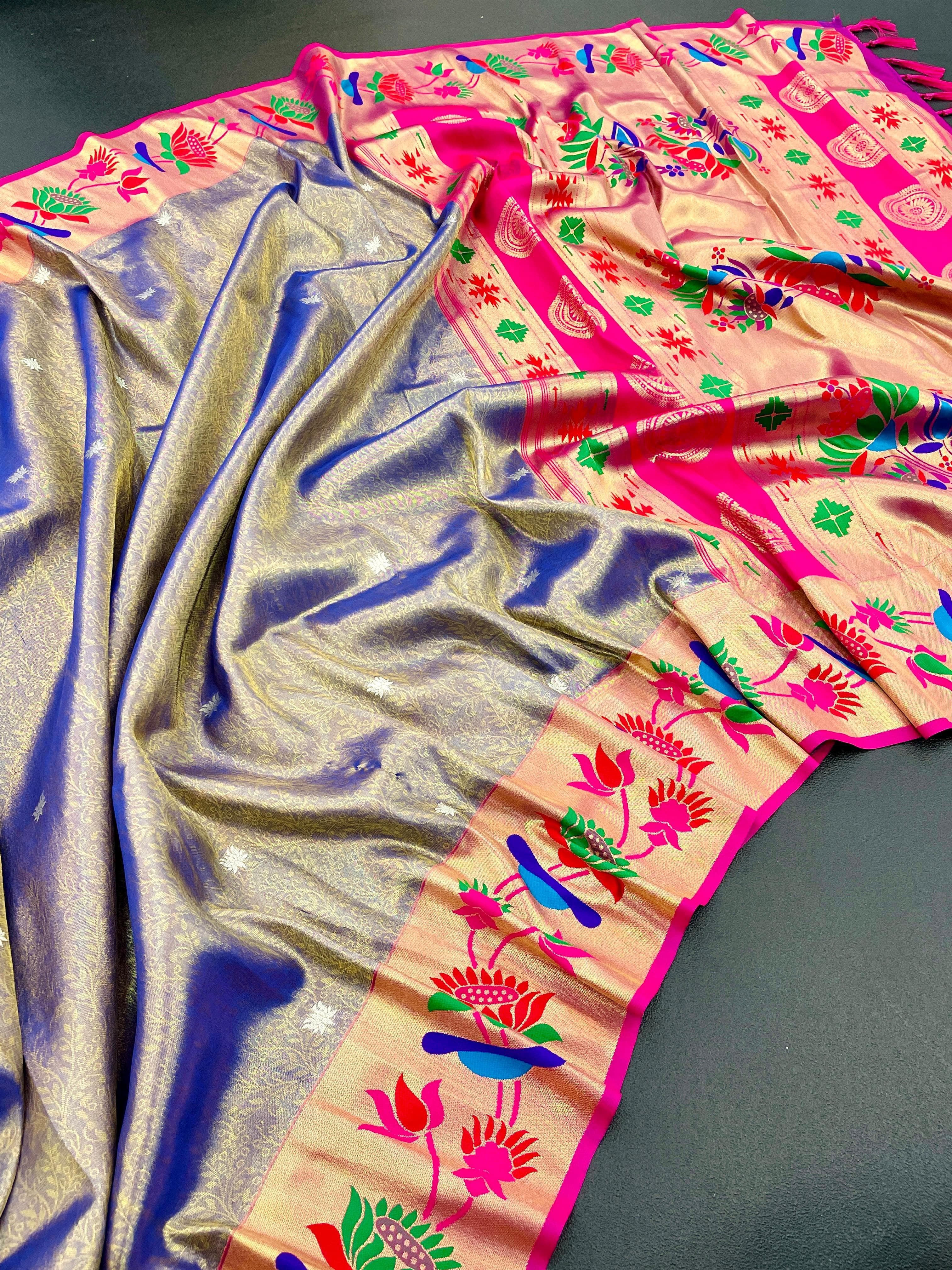 Lotus Paithani Soft Banarsi Silk Saree