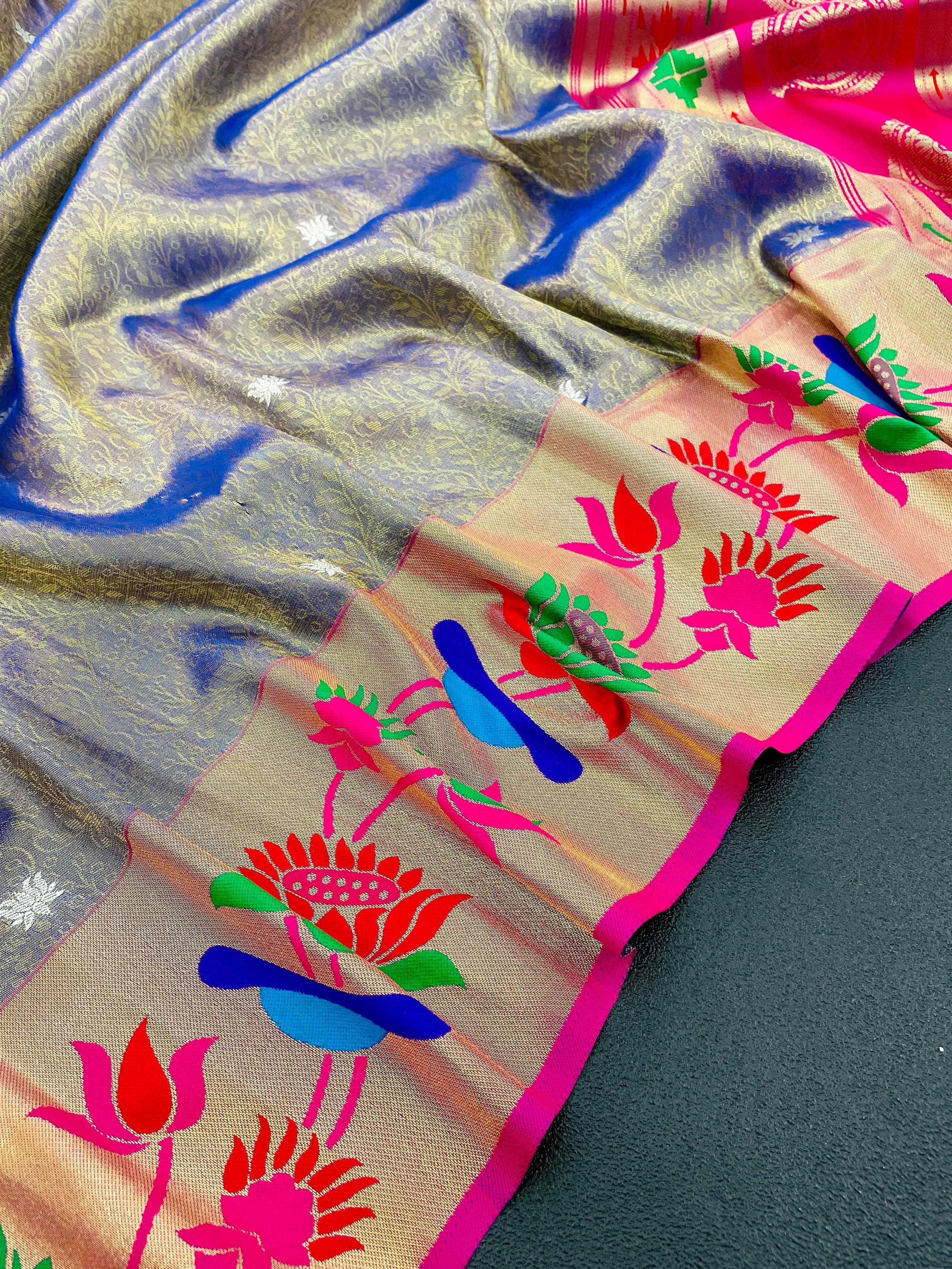 Lotus Paithani Soft Banarsi Silk Saree