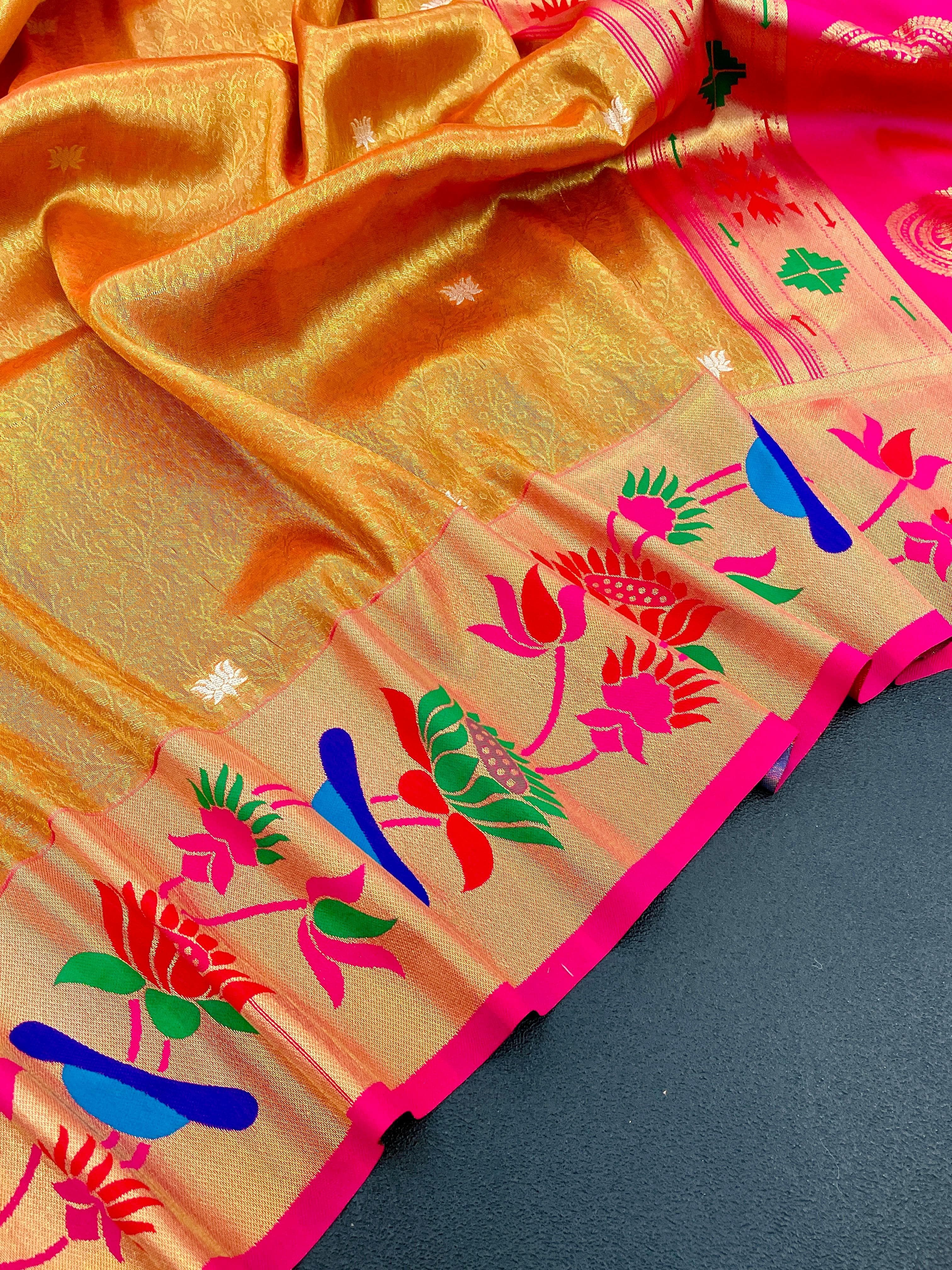 Lotus Paithani Soft Banarsi Silk Saree