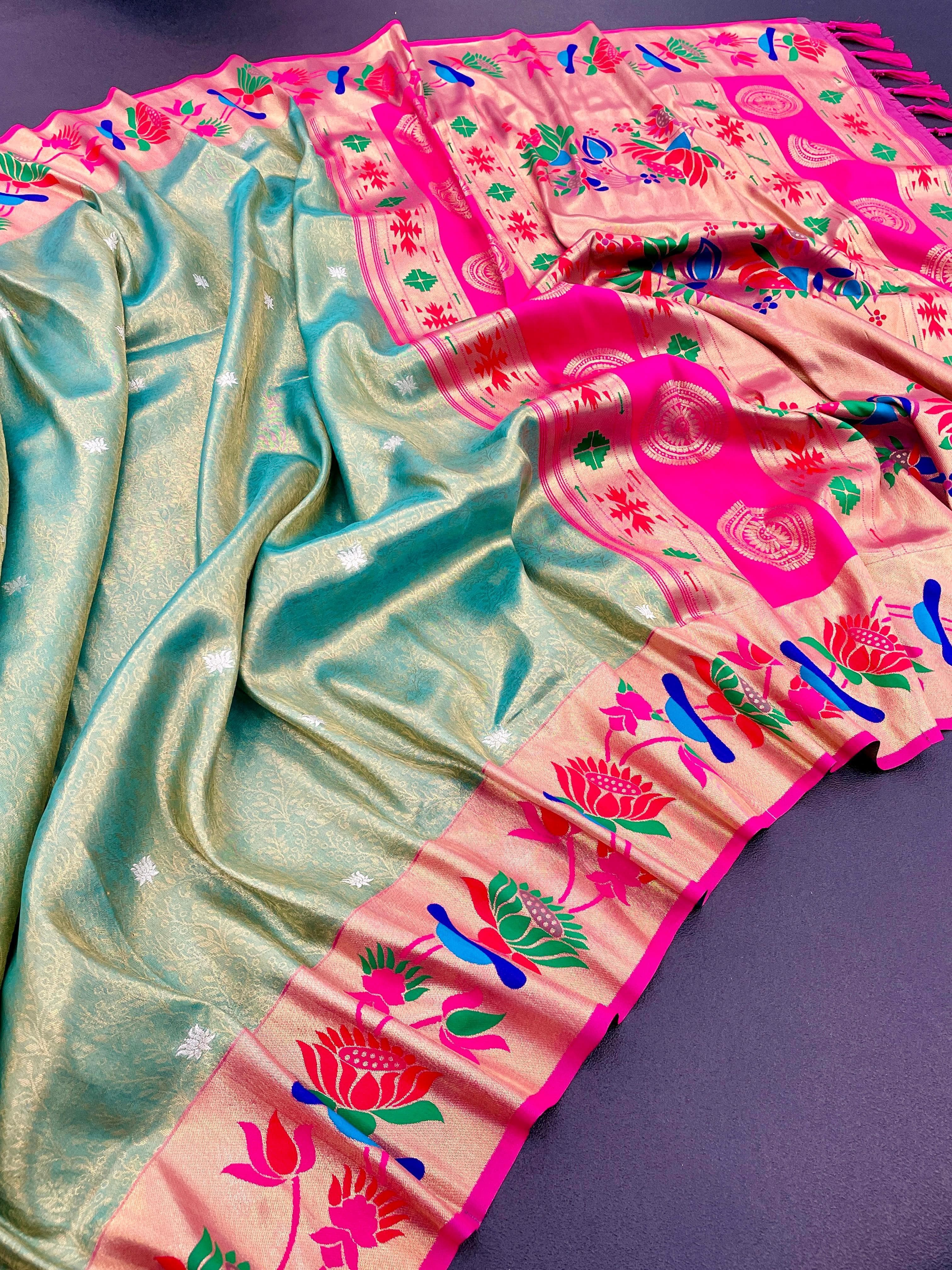 Lotus Paithani Soft Banarsi Silk Saree