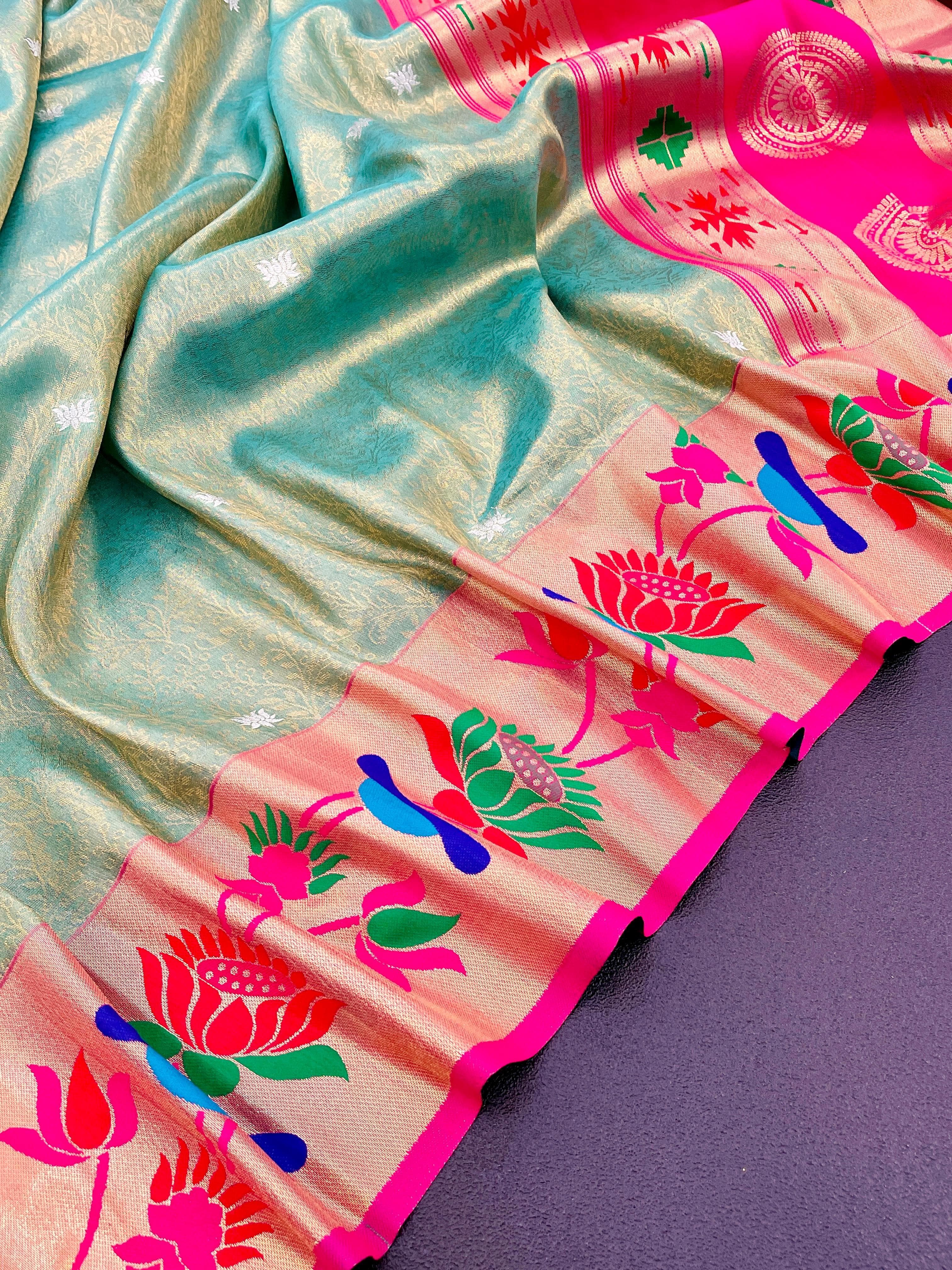 Lotus Paithani Soft Banarsi Silk Saree