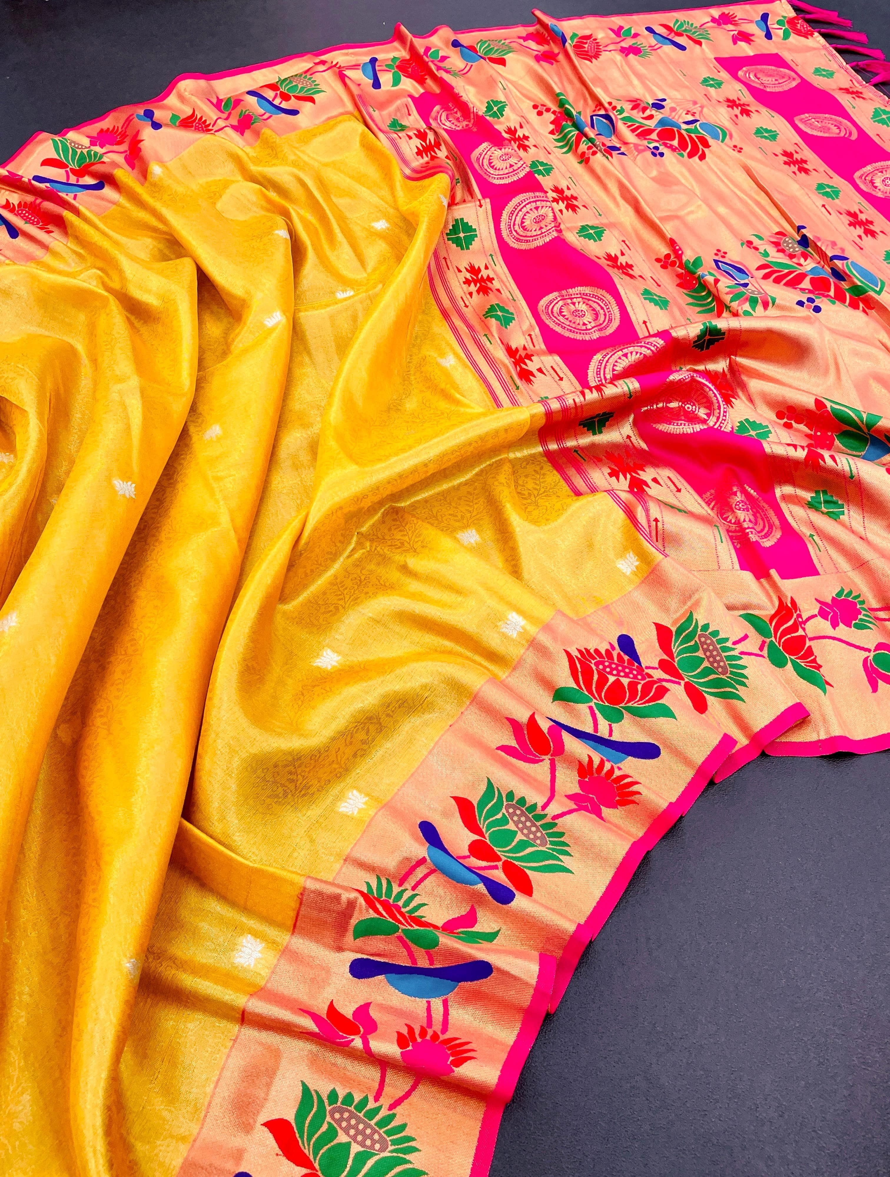 Lotus Paithani Soft Banarsi Silk Saree