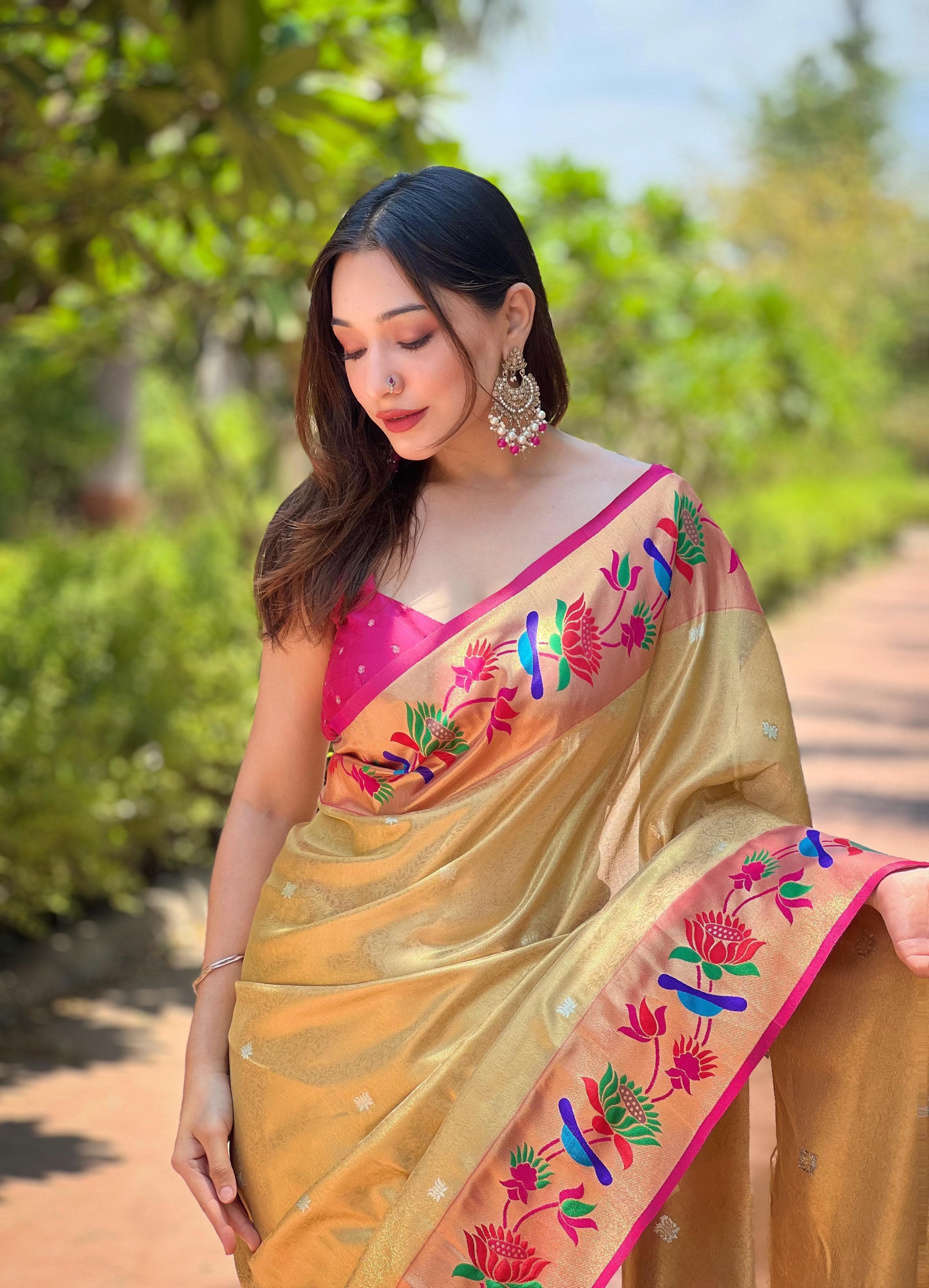 Lotus Paithani Soft Banarsi Silk Saree