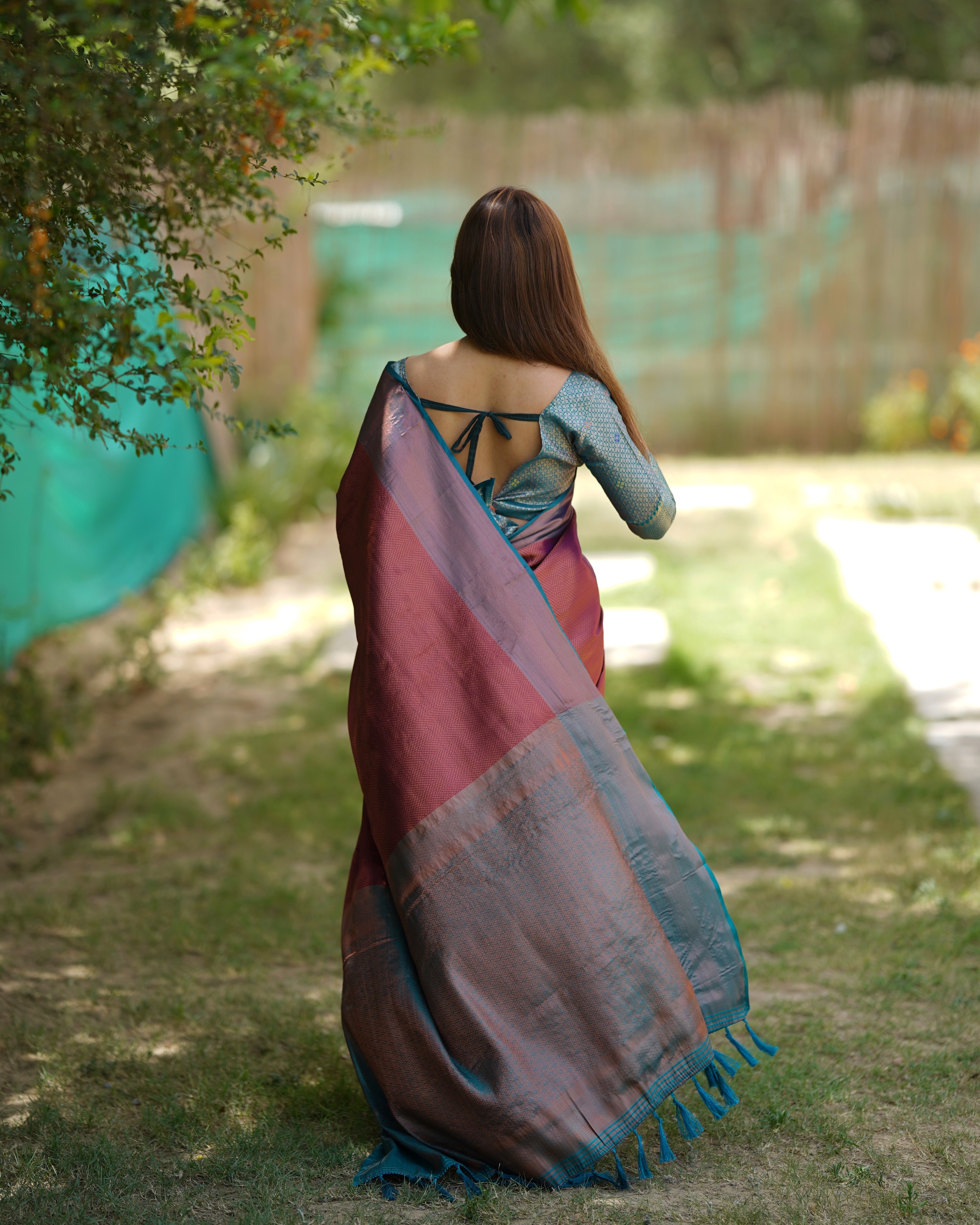 Magenta Kubera Pattu Kanjivaram Silk Saree