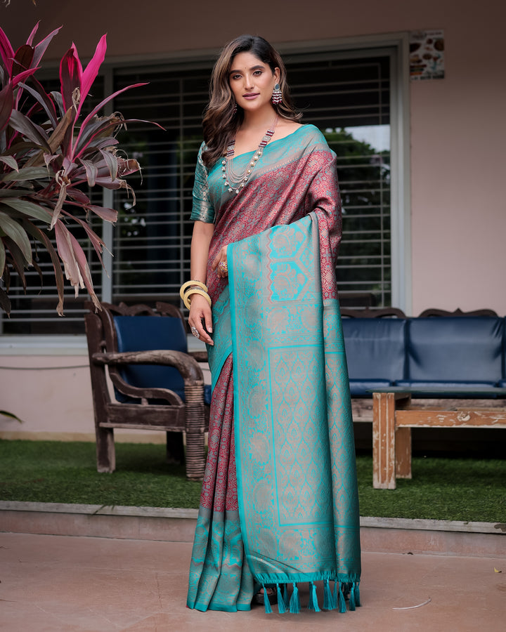 Maroon Designer Tassels Premium Banarsi Silk Saree