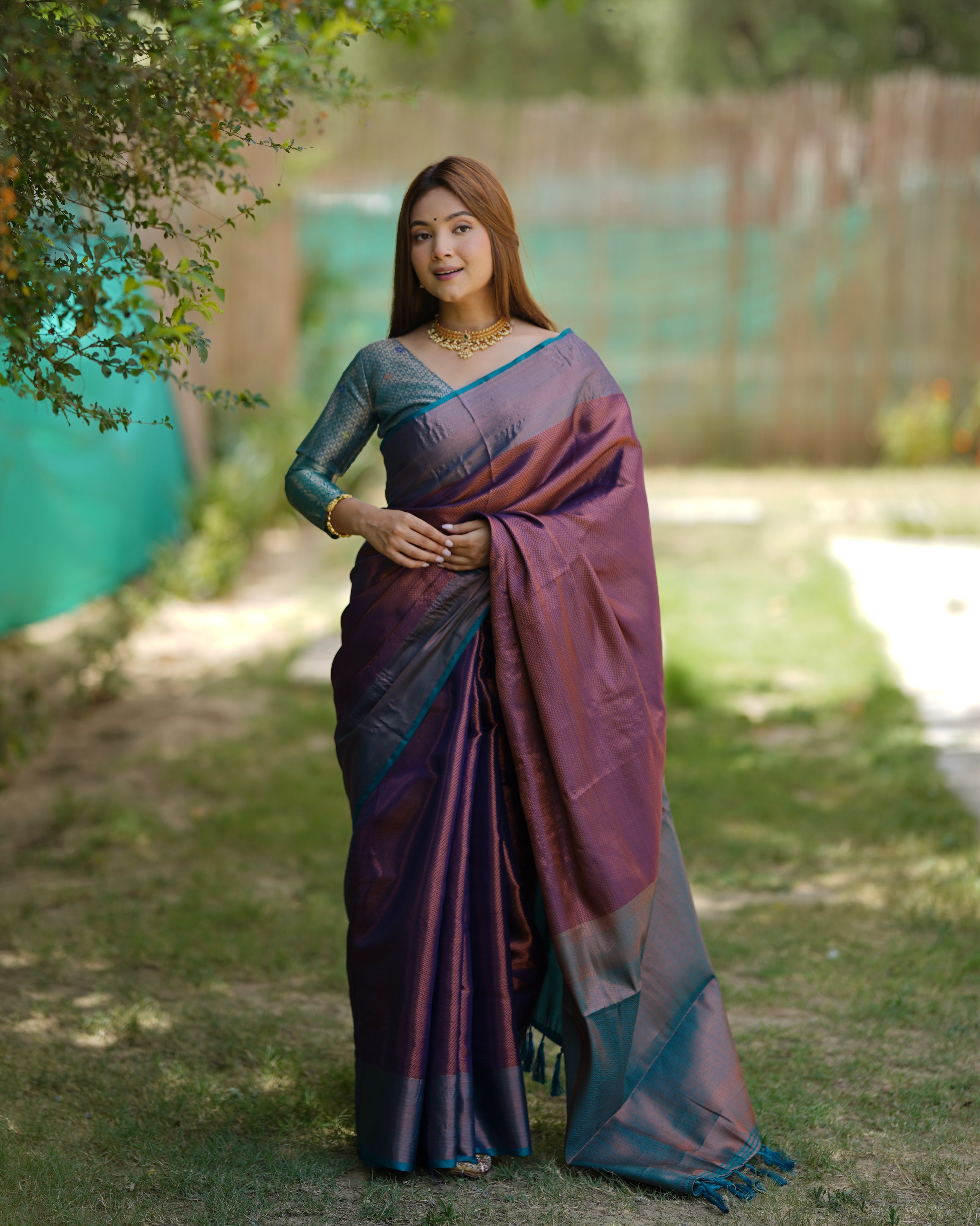 Maroon Kubera Pattu Kanjivaram Silk Saree