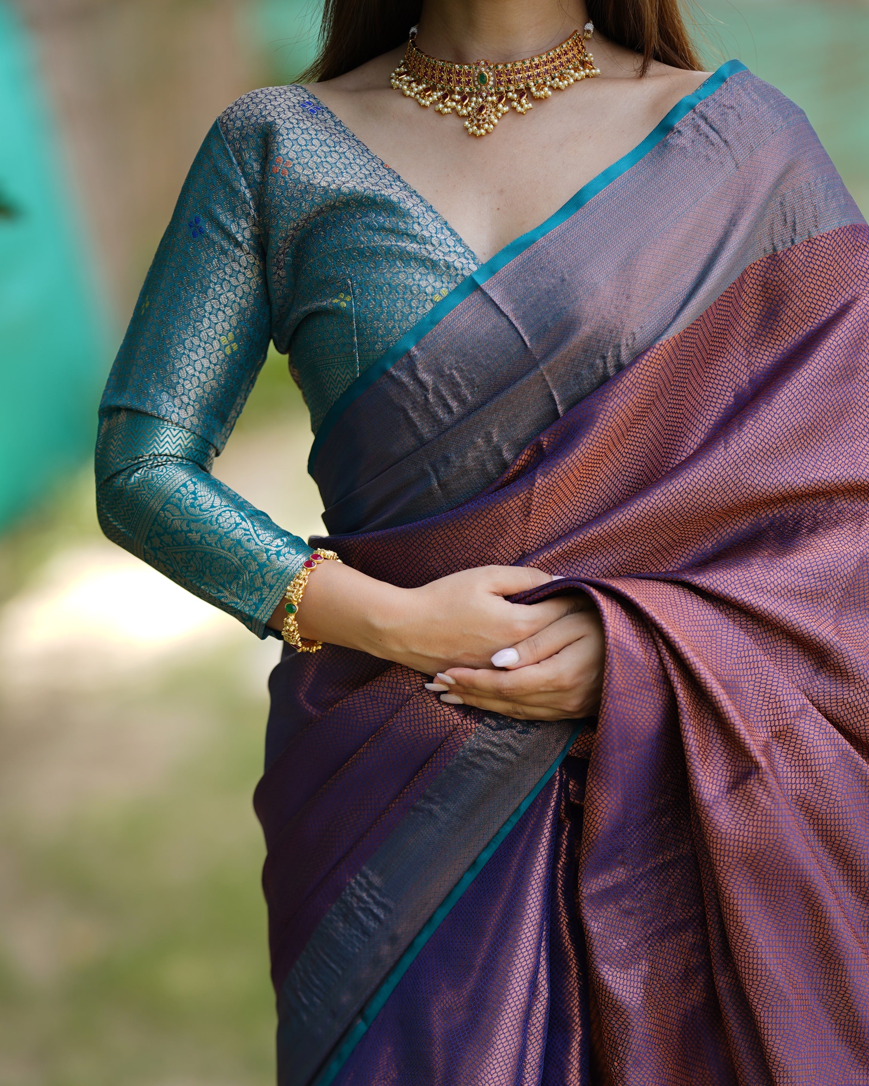 Maroon Kubera Pattu Kanjivaram Silk Saree