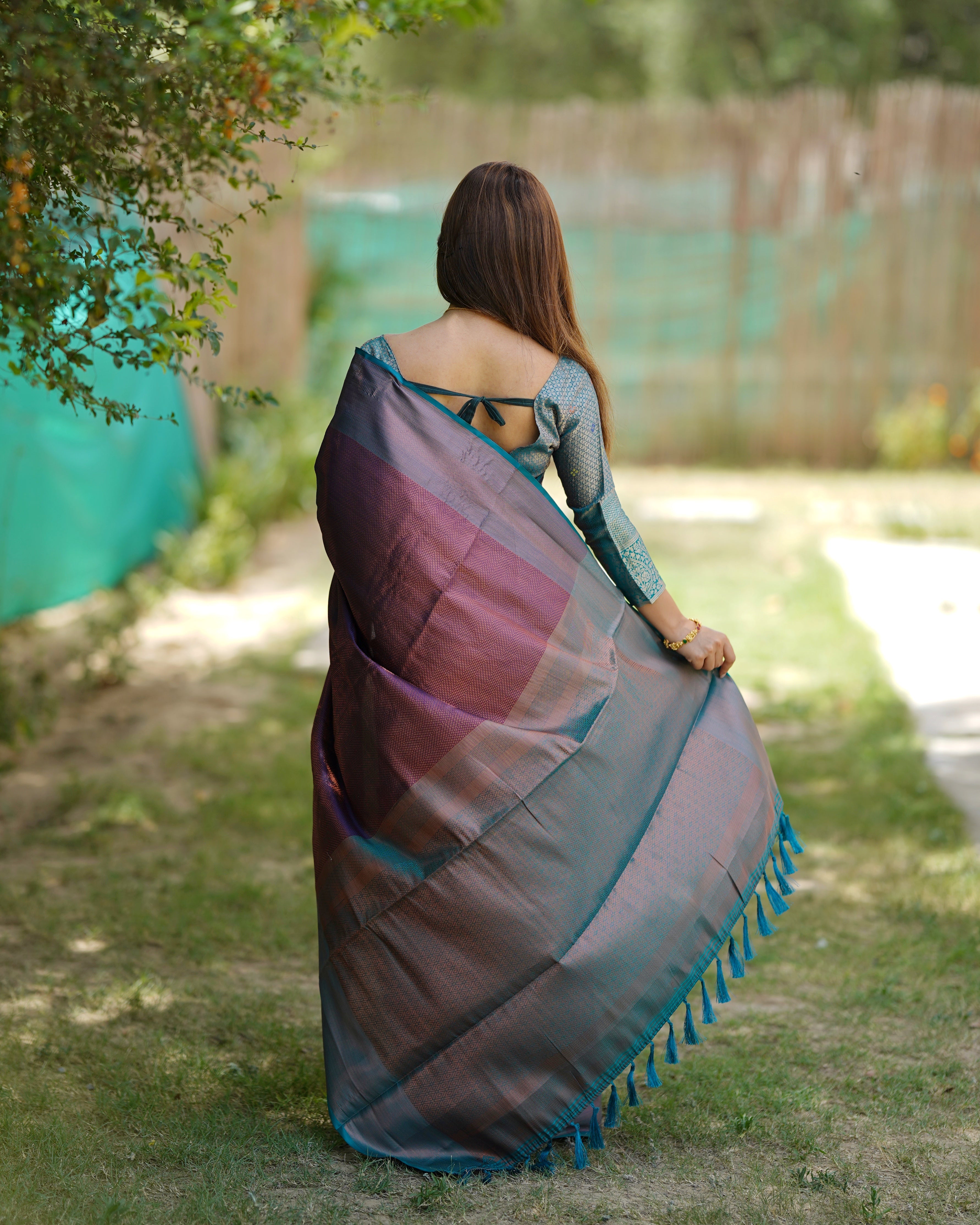 Maroon Kubera Pattu Kanjivaram Silk Saree