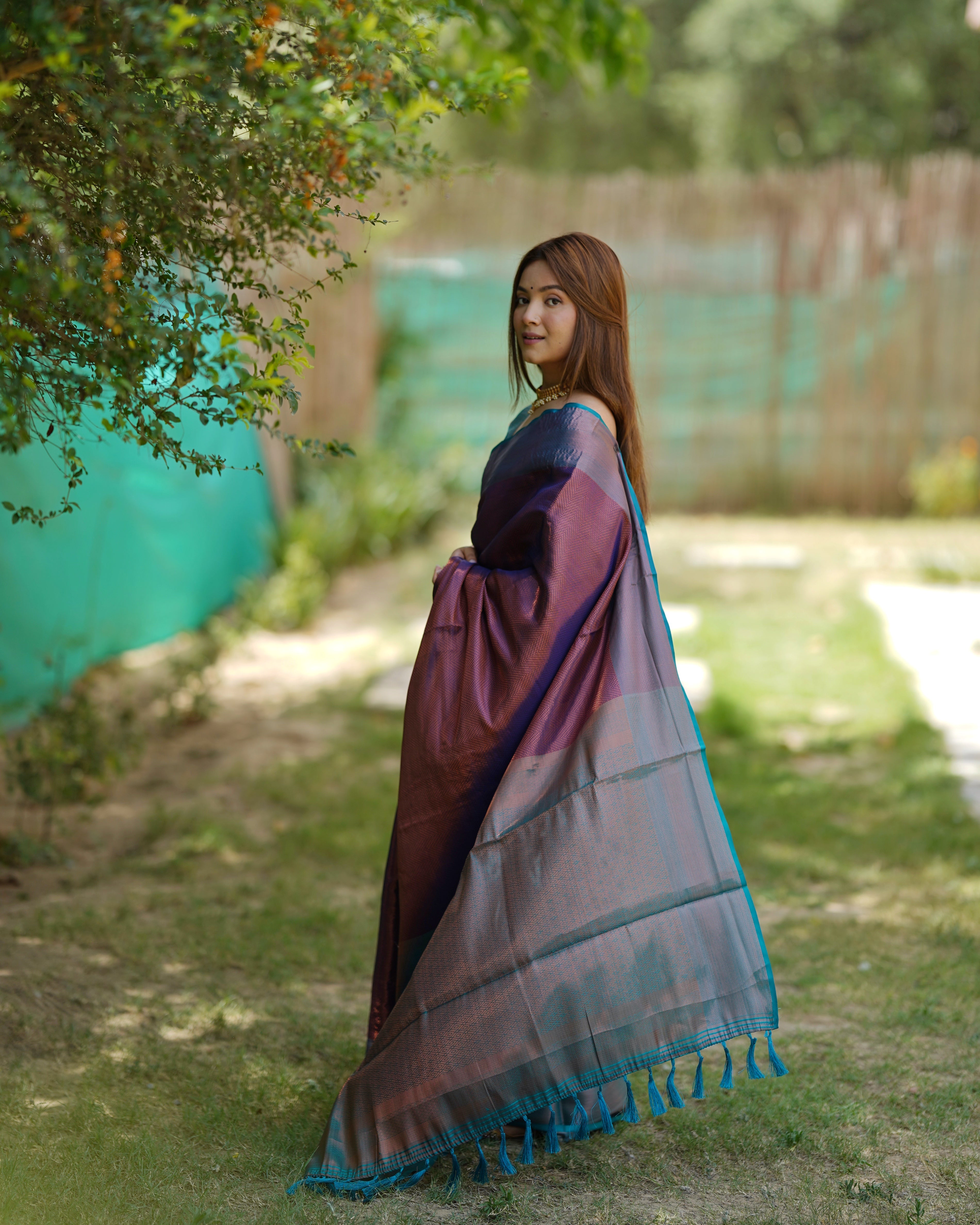 Maroon Kubera Pattu Kanjivaram Silk Saree