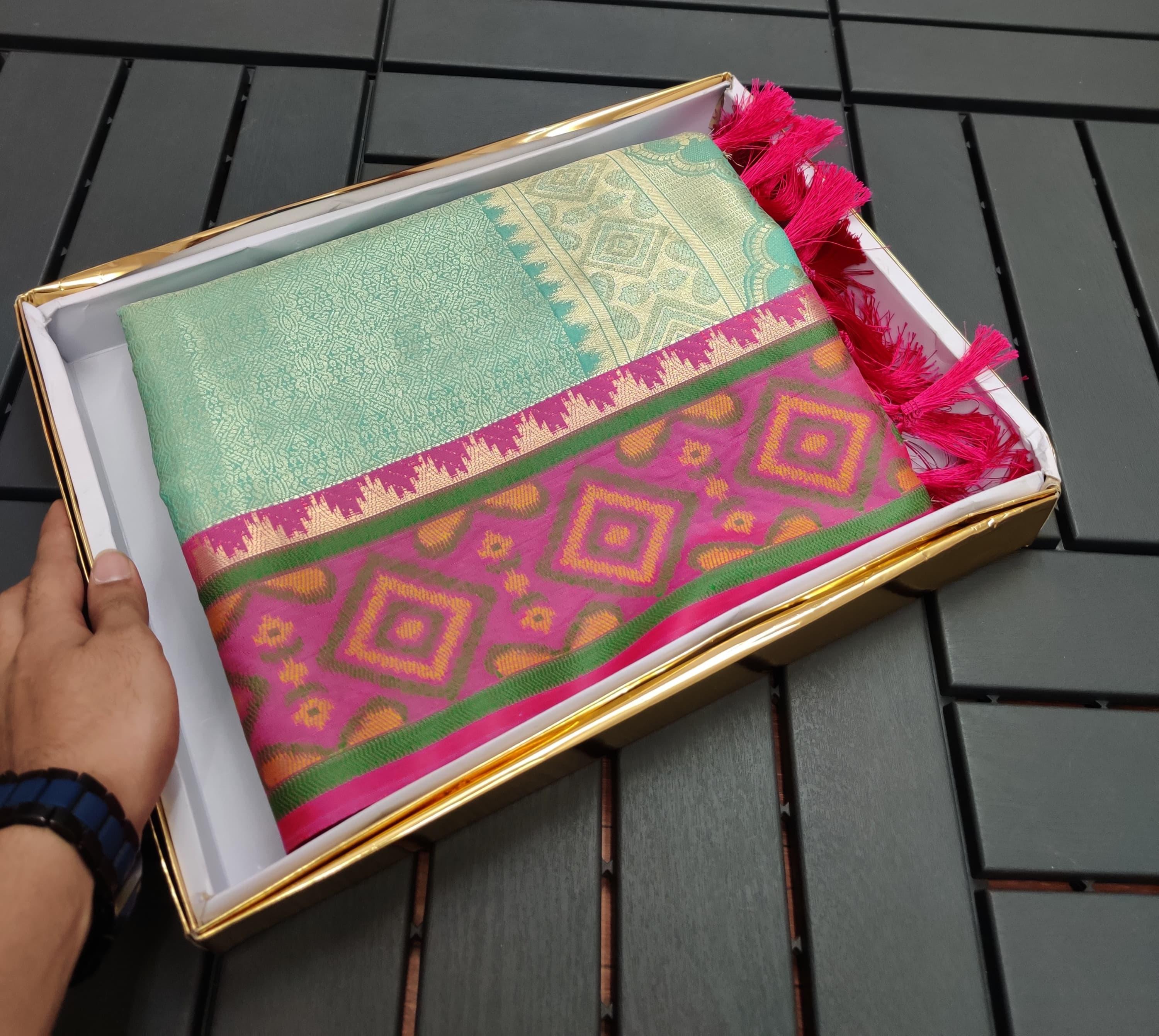 Mint Green Kanjivaram Patola Silk Sarees