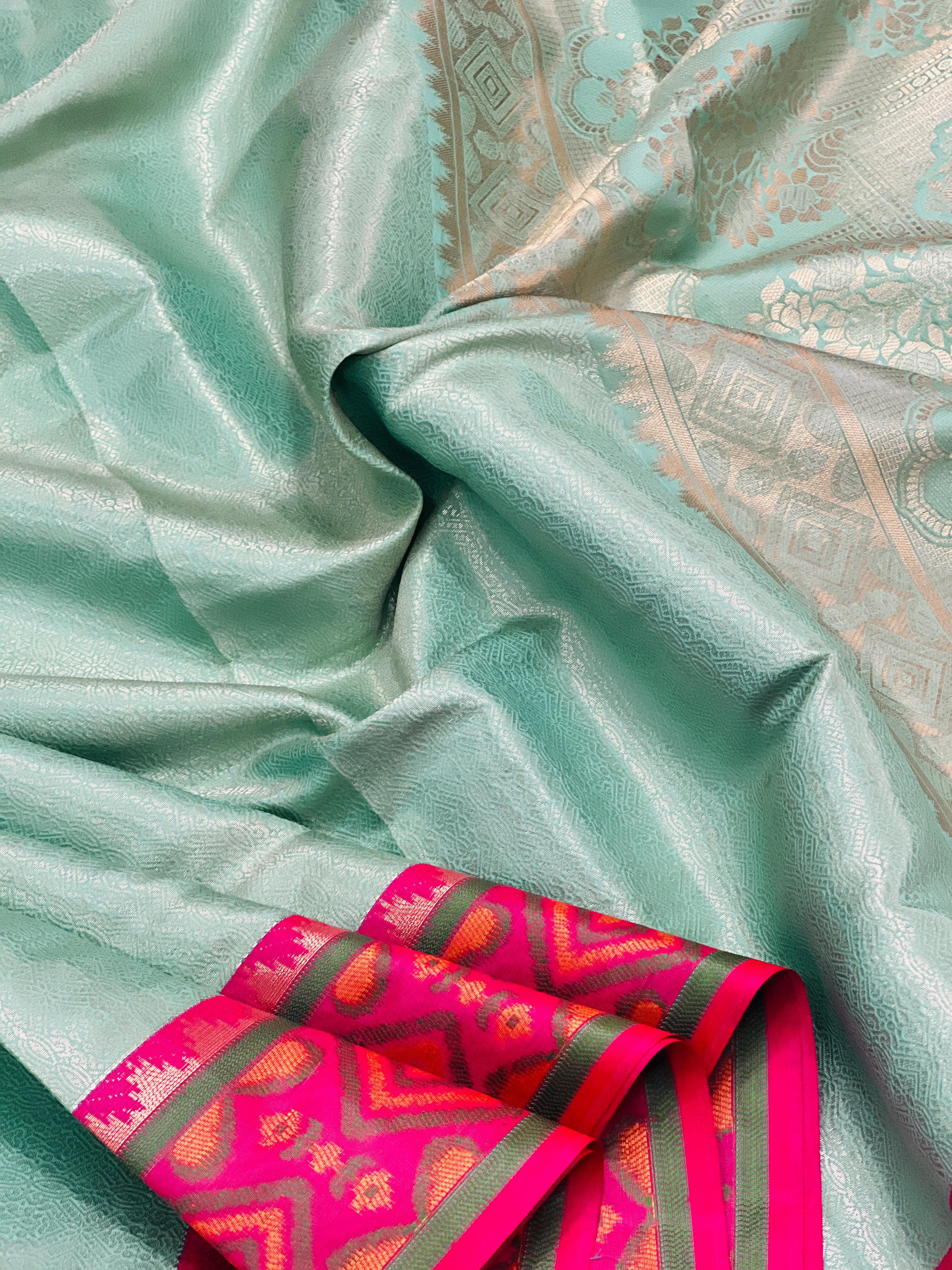 Mint Green Kanjivaram Patola Silk Sarees
