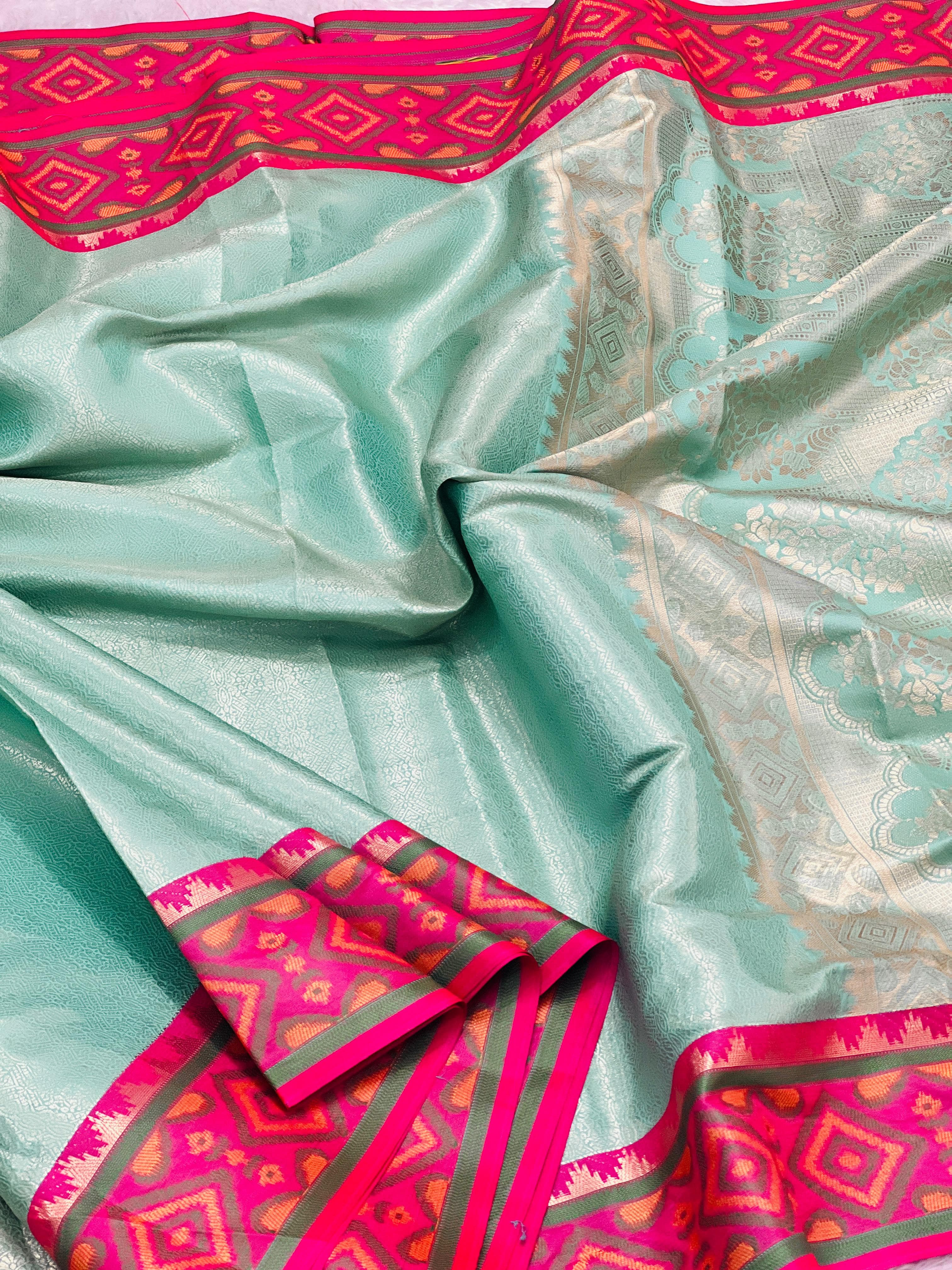 Mint Green Kanjivaram Patola Silk Sarees