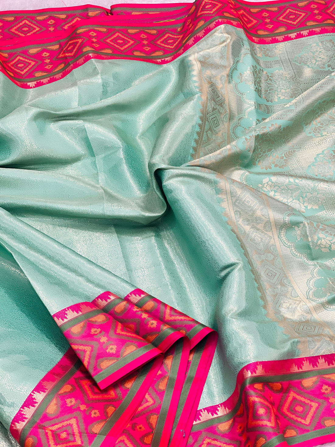 Mint Green Kanjivaram Patola Silk Sarees