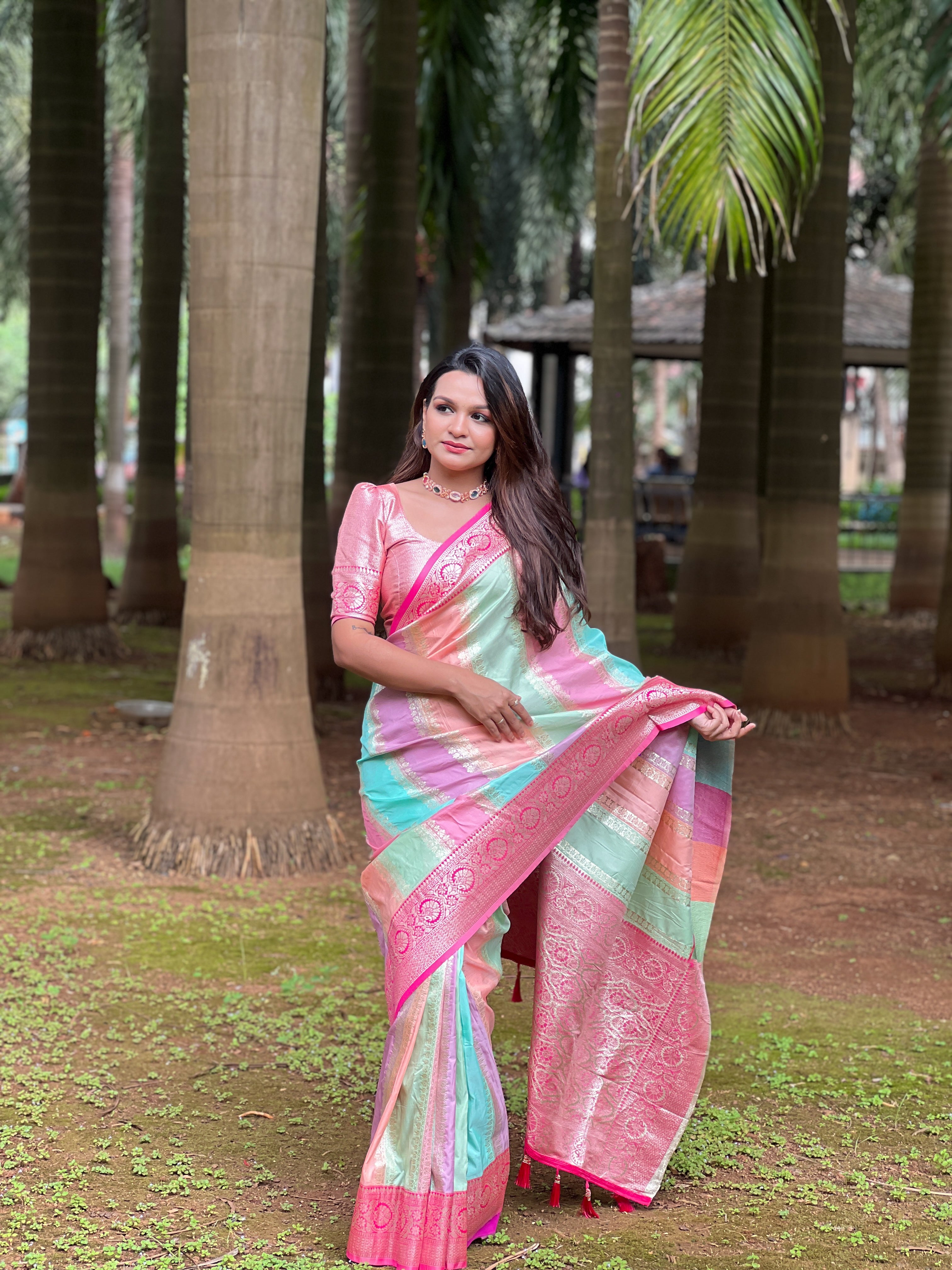 Multicolor Woven Design Banarasi Silk Saree
