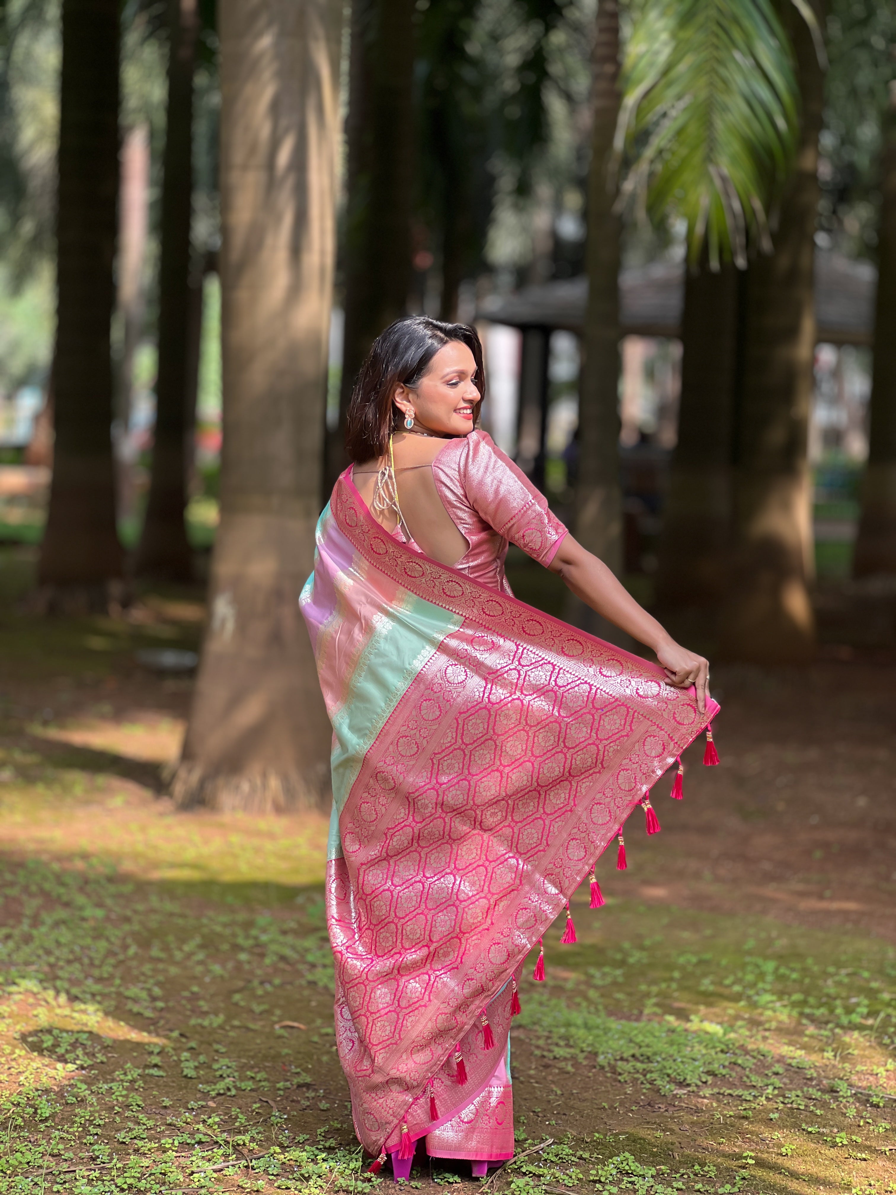 Multicolor Woven Design Banarasi Silk Saree
