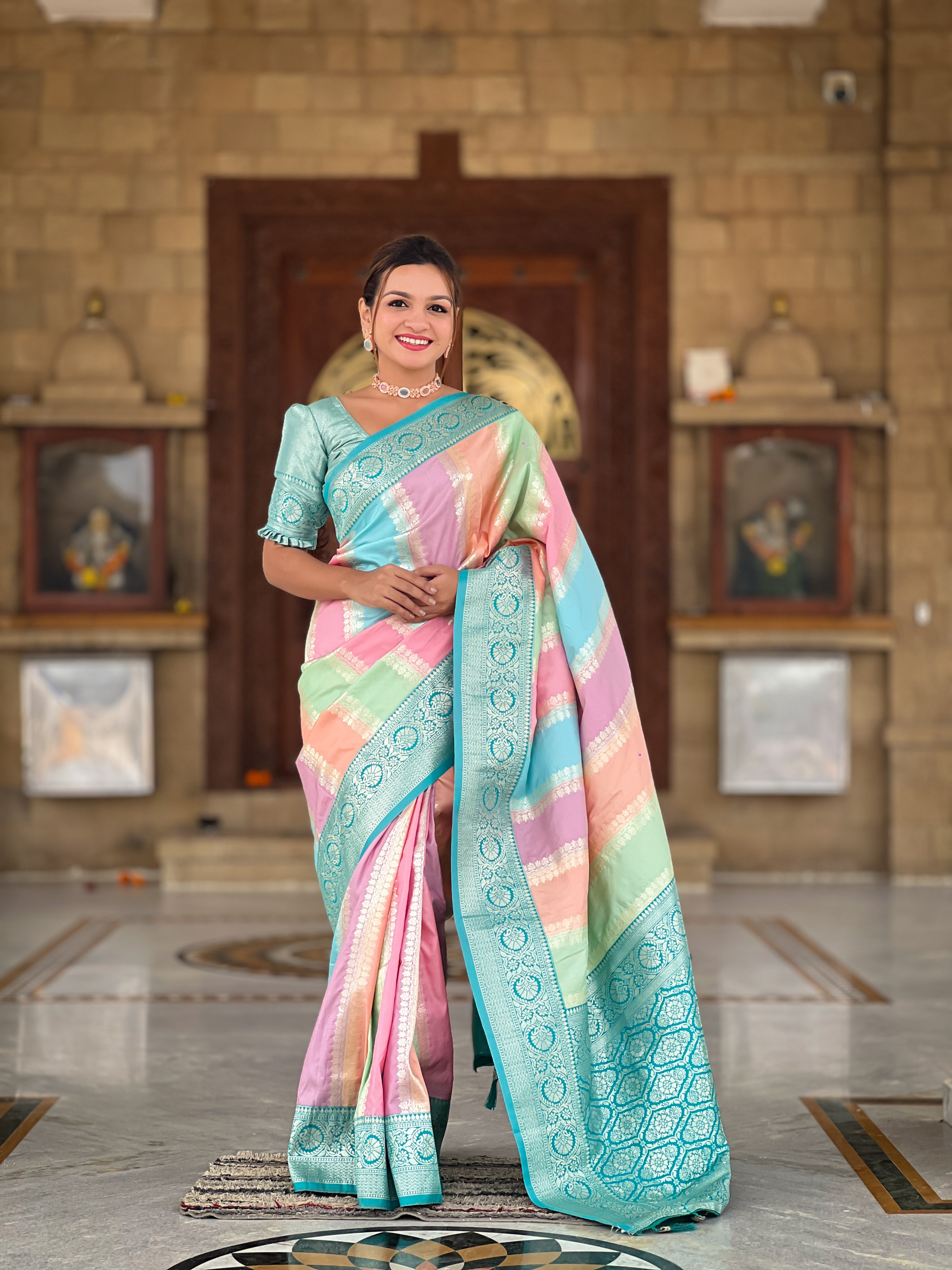 Multicolor Zari Woven Silk Saree
