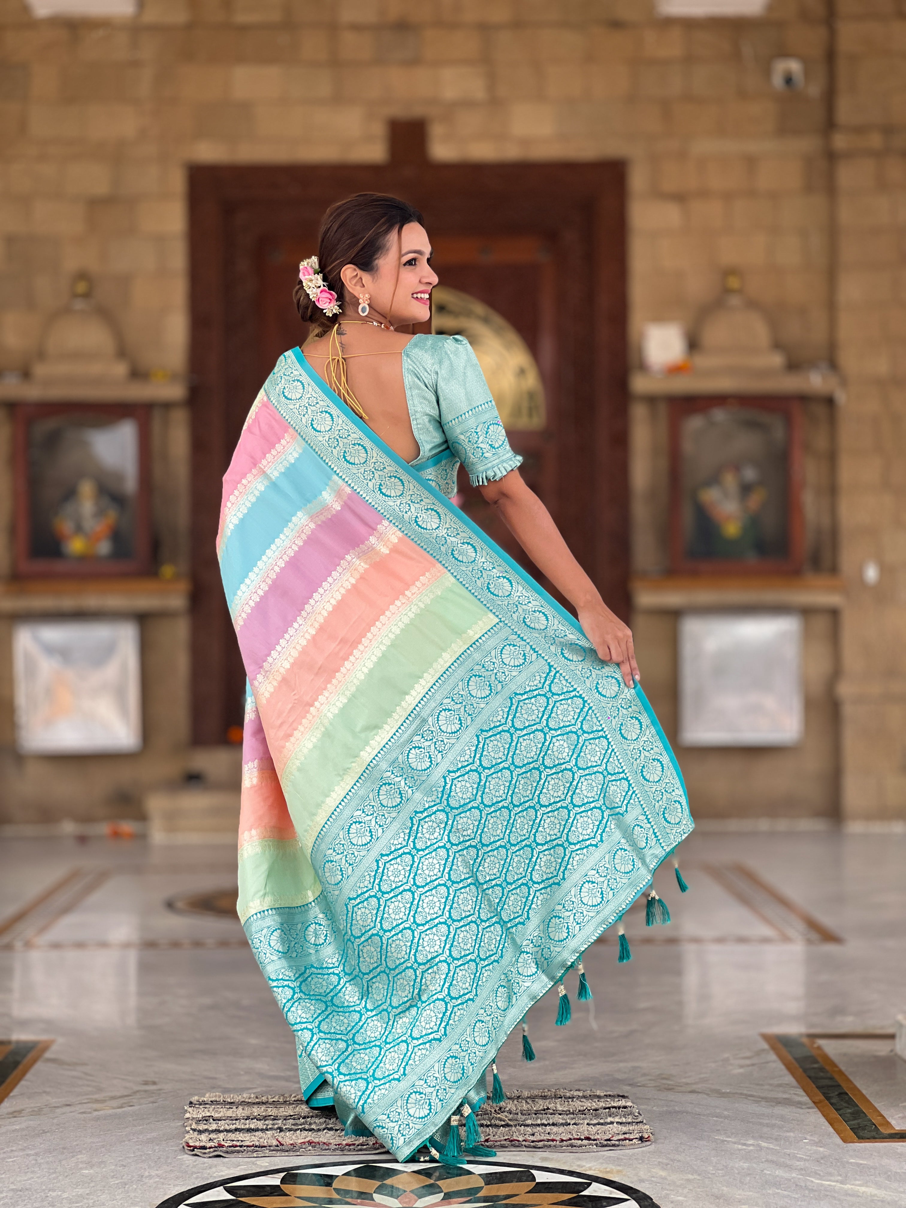Multicolor Zari Woven Silk Saree
