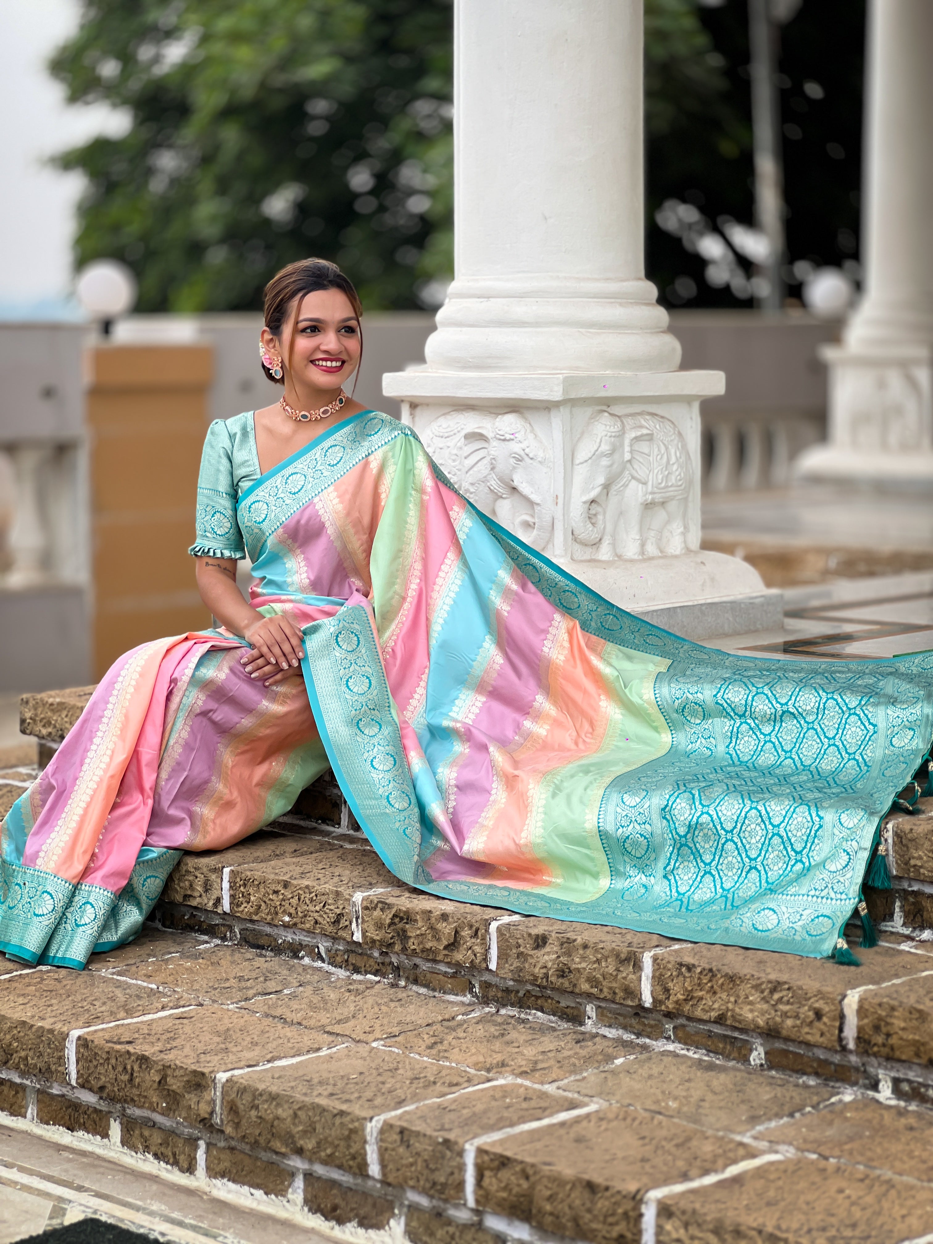 Multicolor Zari Woven Silk Saree
