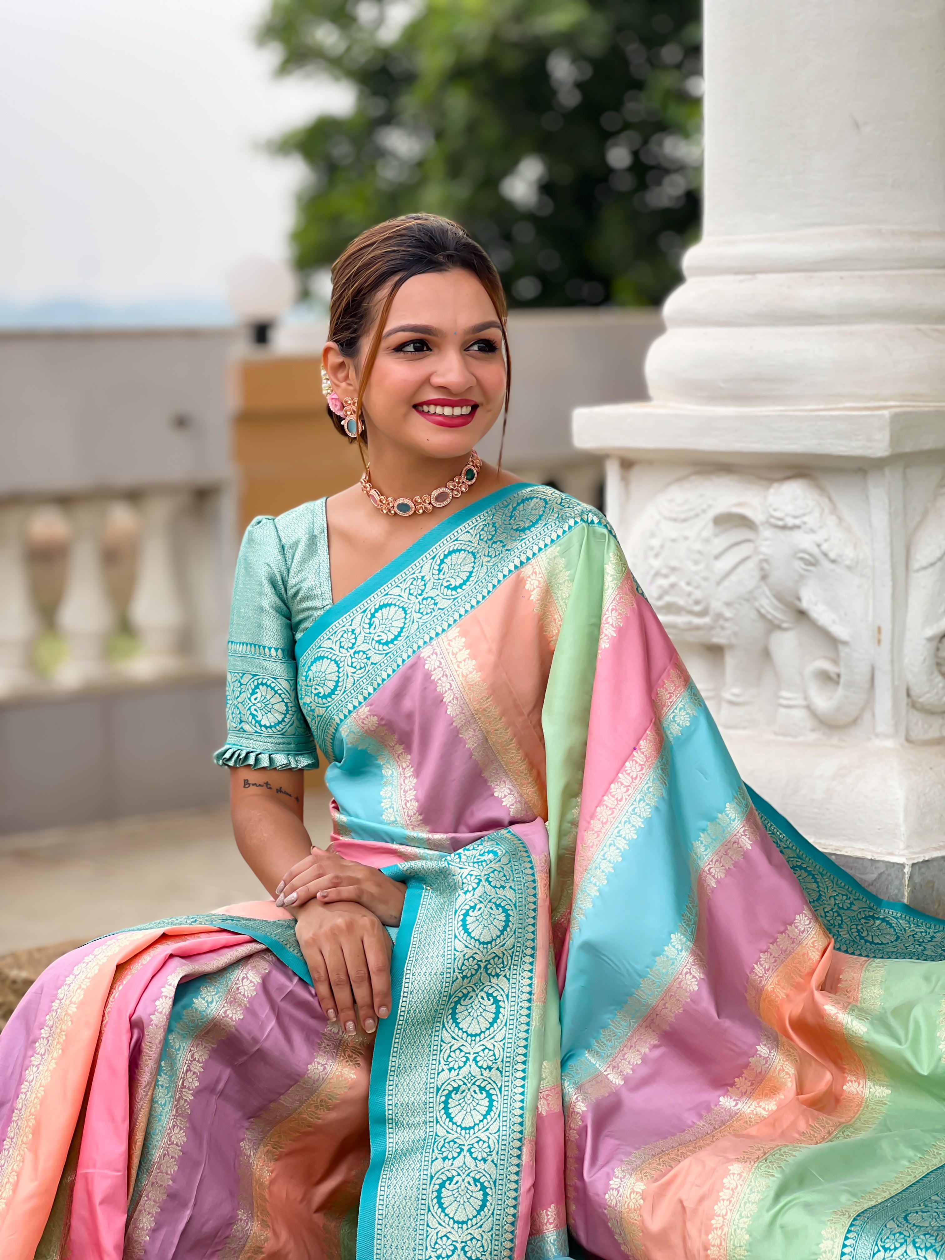 Multicolor Zari Woven Silk Saree
