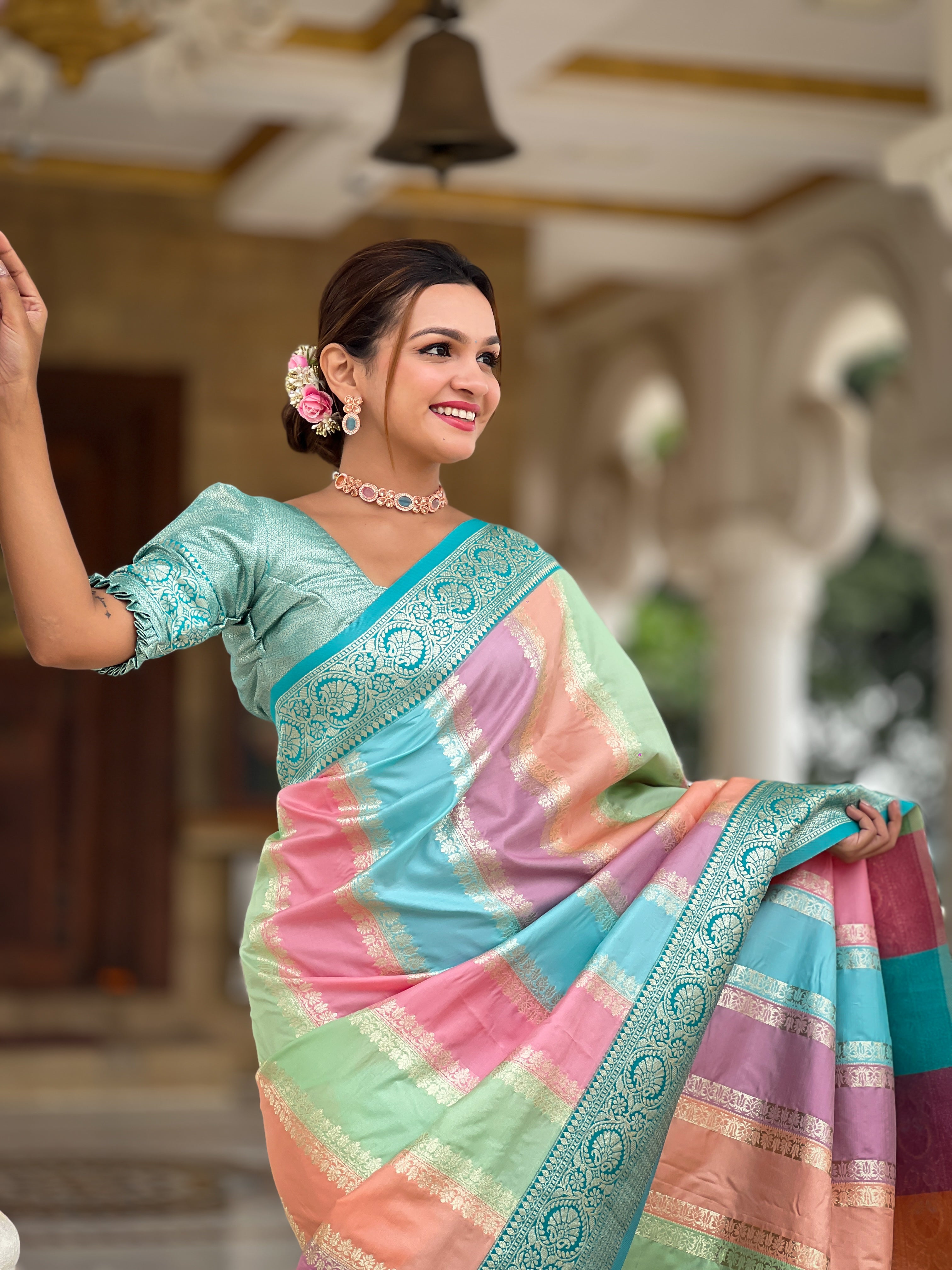 Multicolor Zari Woven Silk Saree
