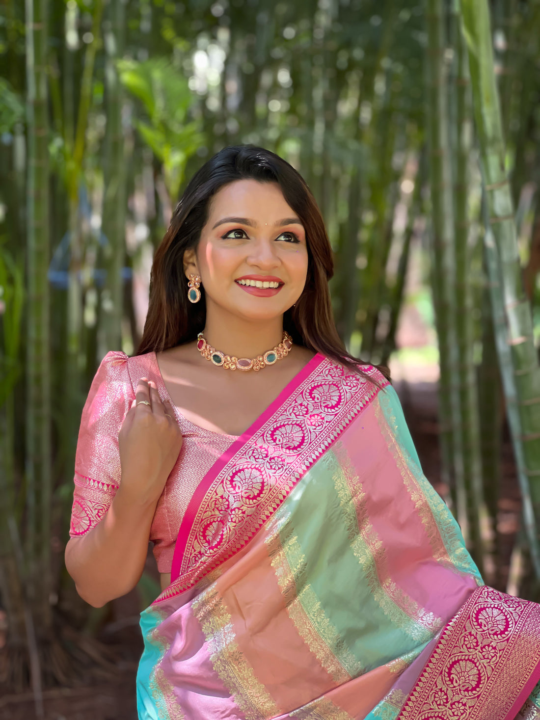 Multicolor Woven Design Banarasi Silk Saree
