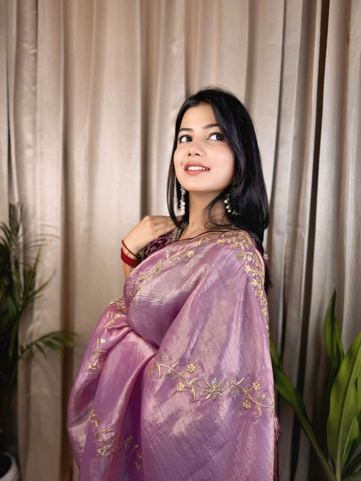 Nazrat Gold Crush Saree with Heavy Embroidery