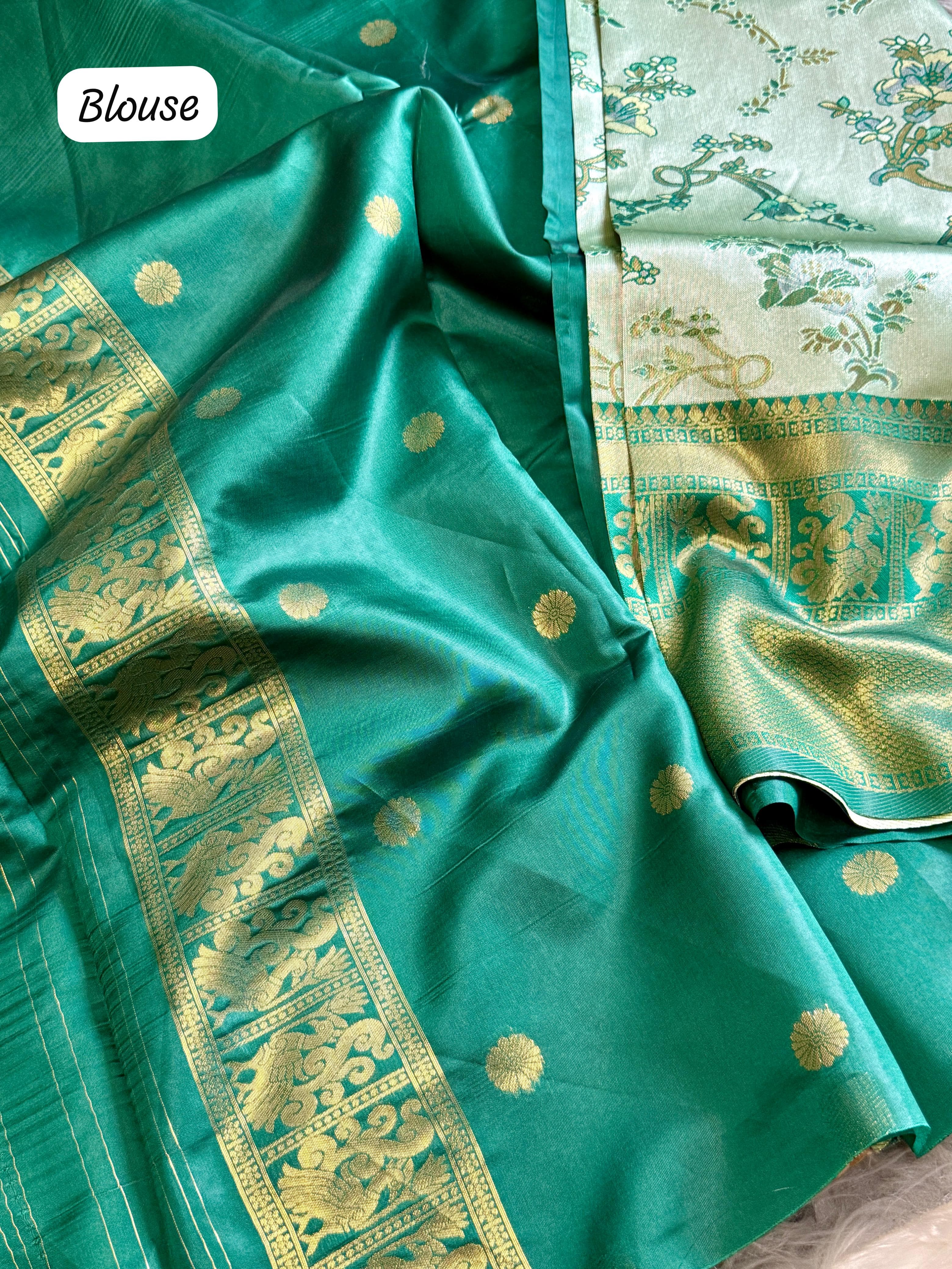 Off Green Soft Tissue Silk Saree