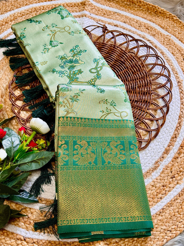 Off Green Soft Tissue Silk Saree