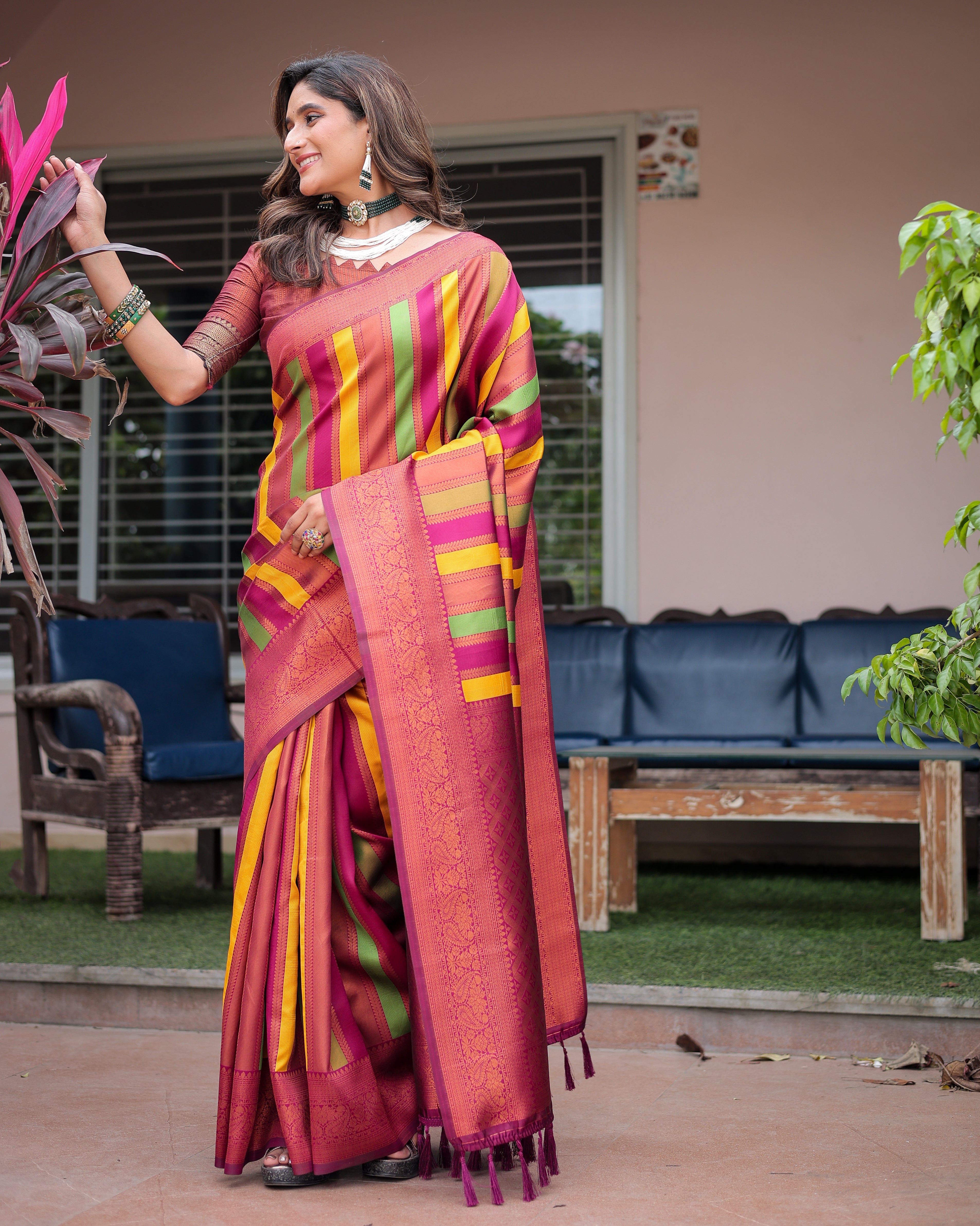 Peachy Pink Pure Soft Semi Kanjivaram Pattu Silk Saree