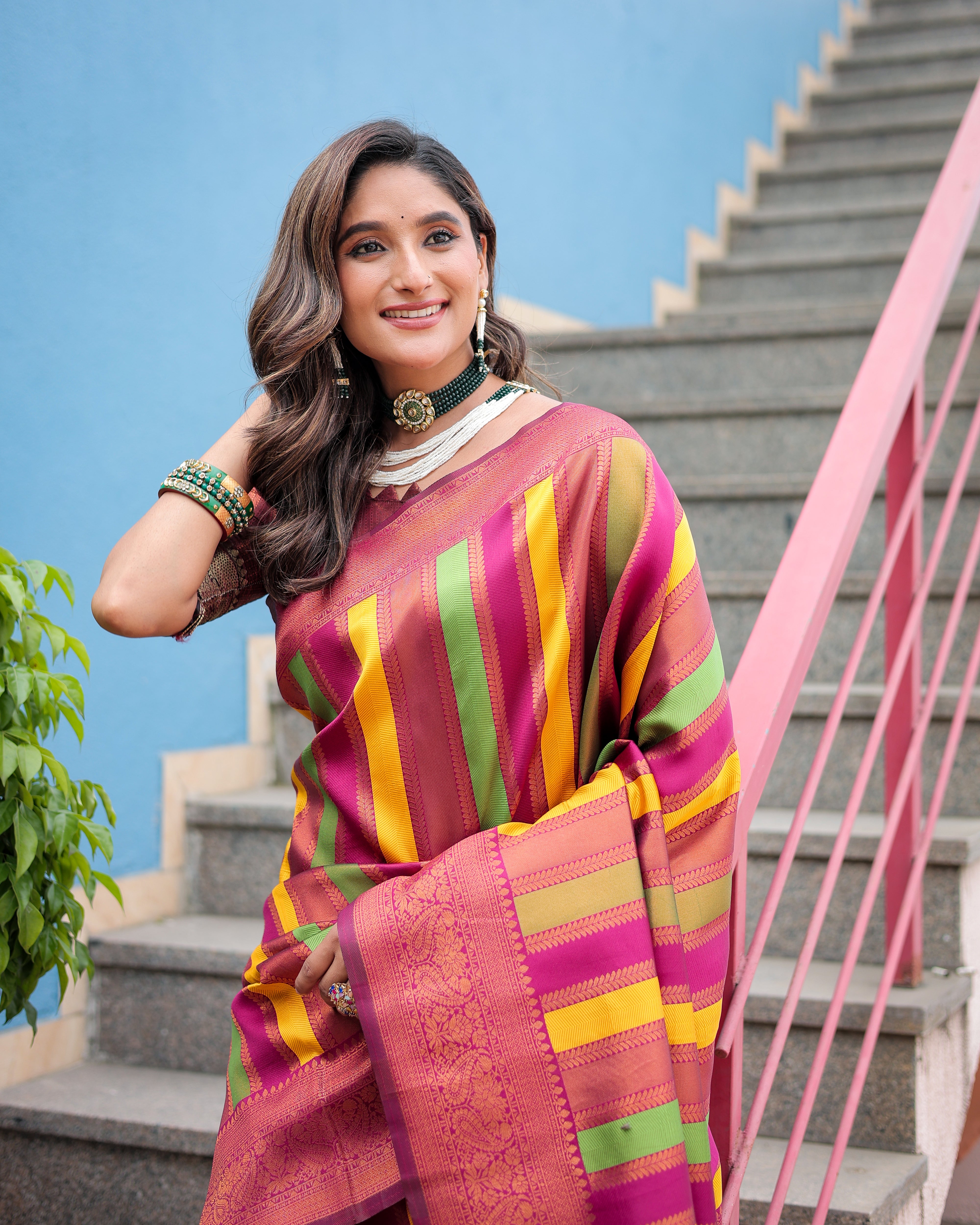 Peachy Pink Pure Soft Semi Kanjivaram Pattu Silk Saree