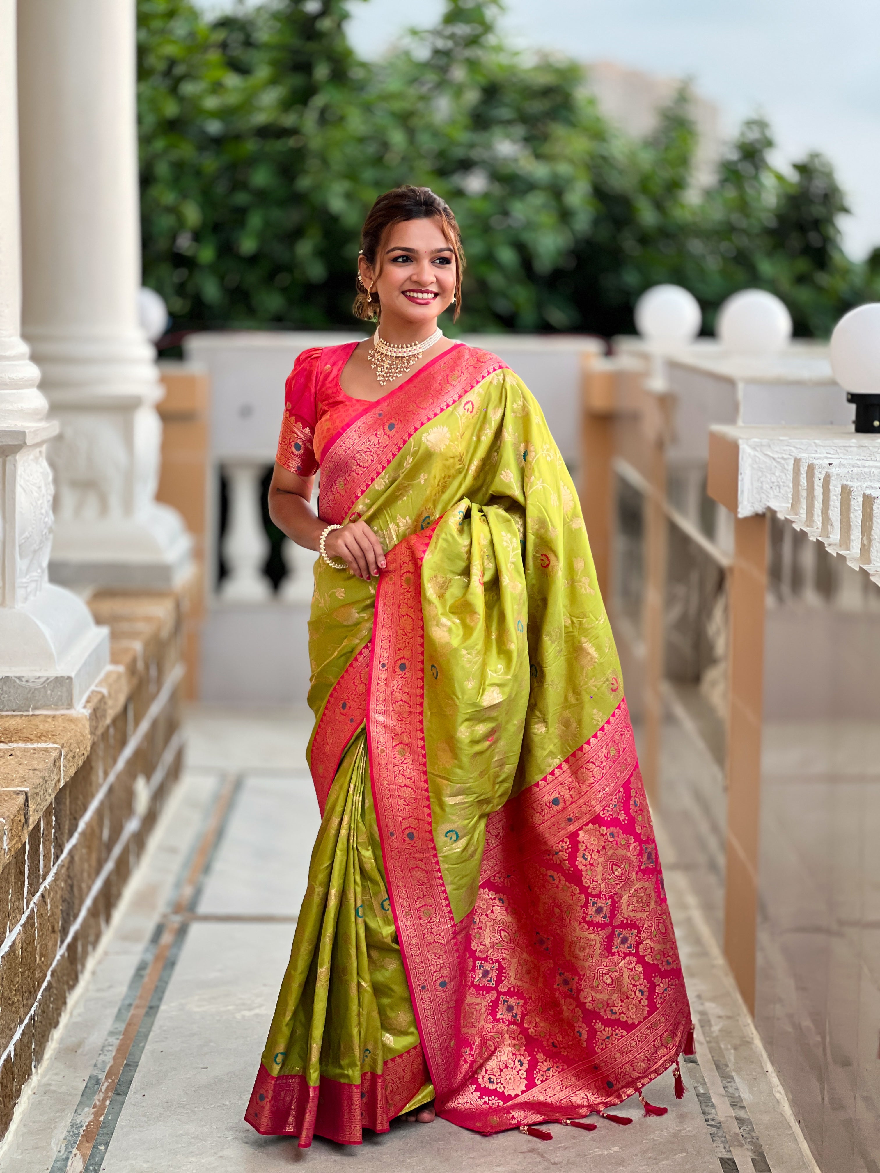 Popati Green Woven Design Banarasi Silk Saree