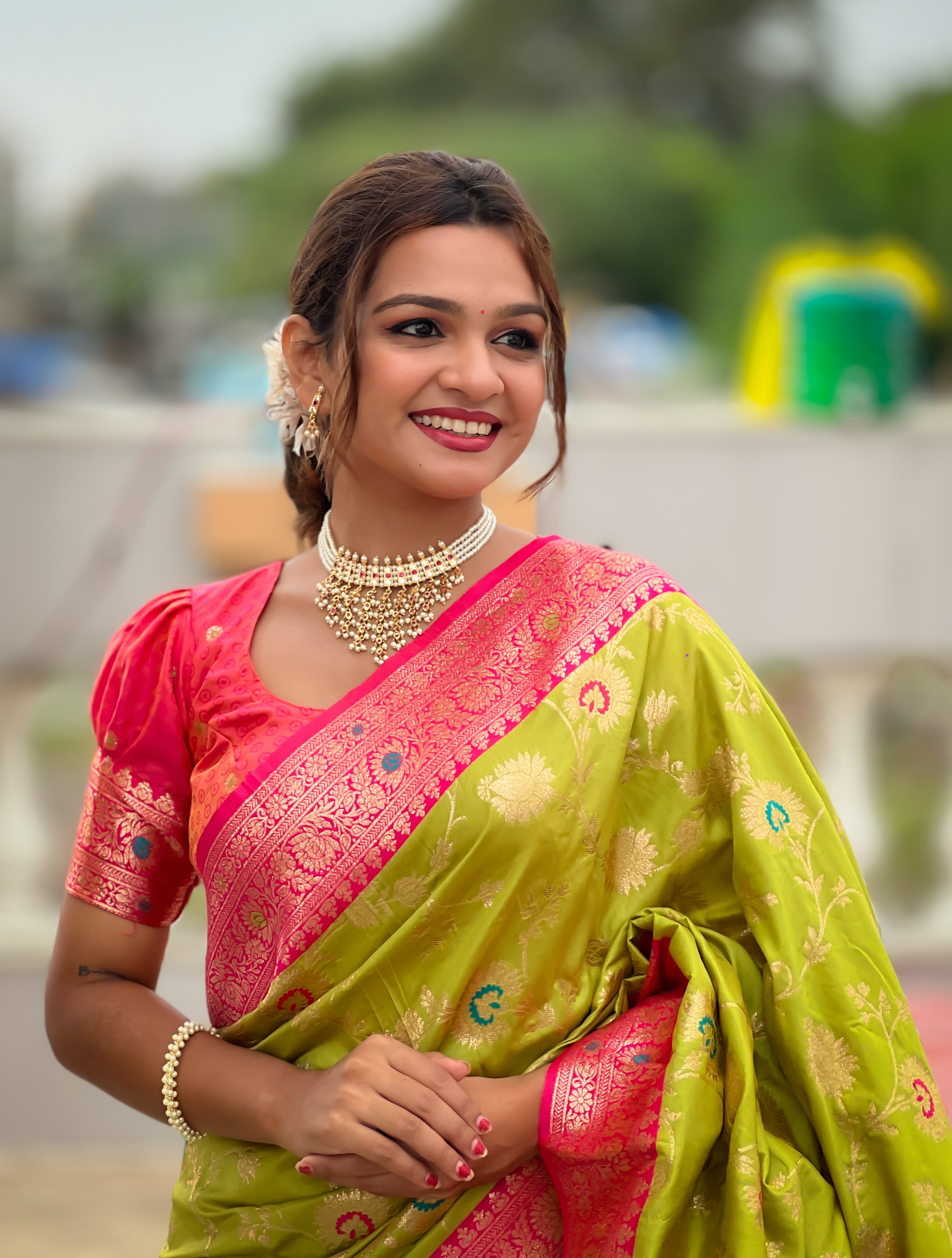 Popati Green Woven Design Banarasi Silk Saree