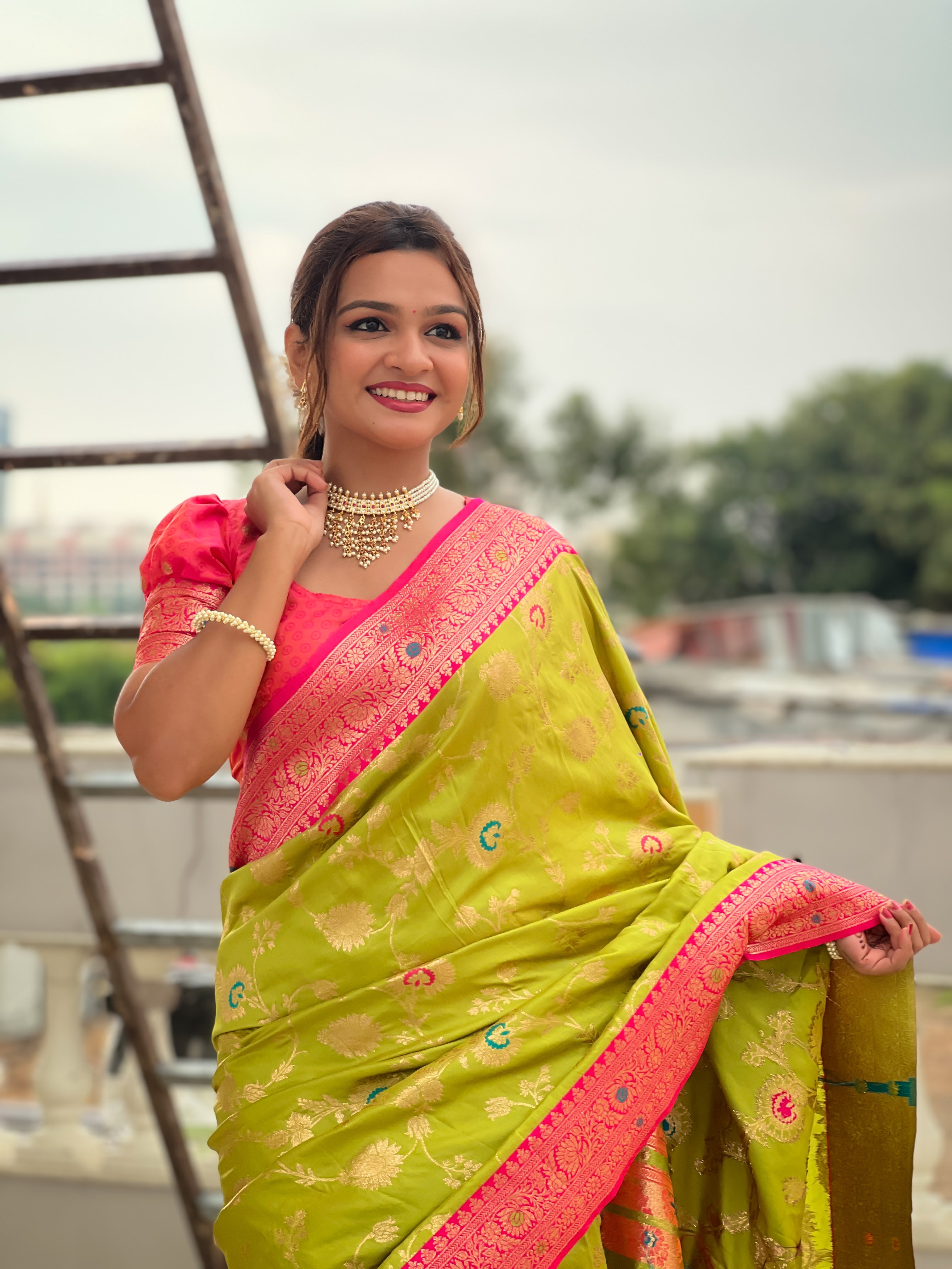 Popati Green Woven Design Banarasi Silk Saree