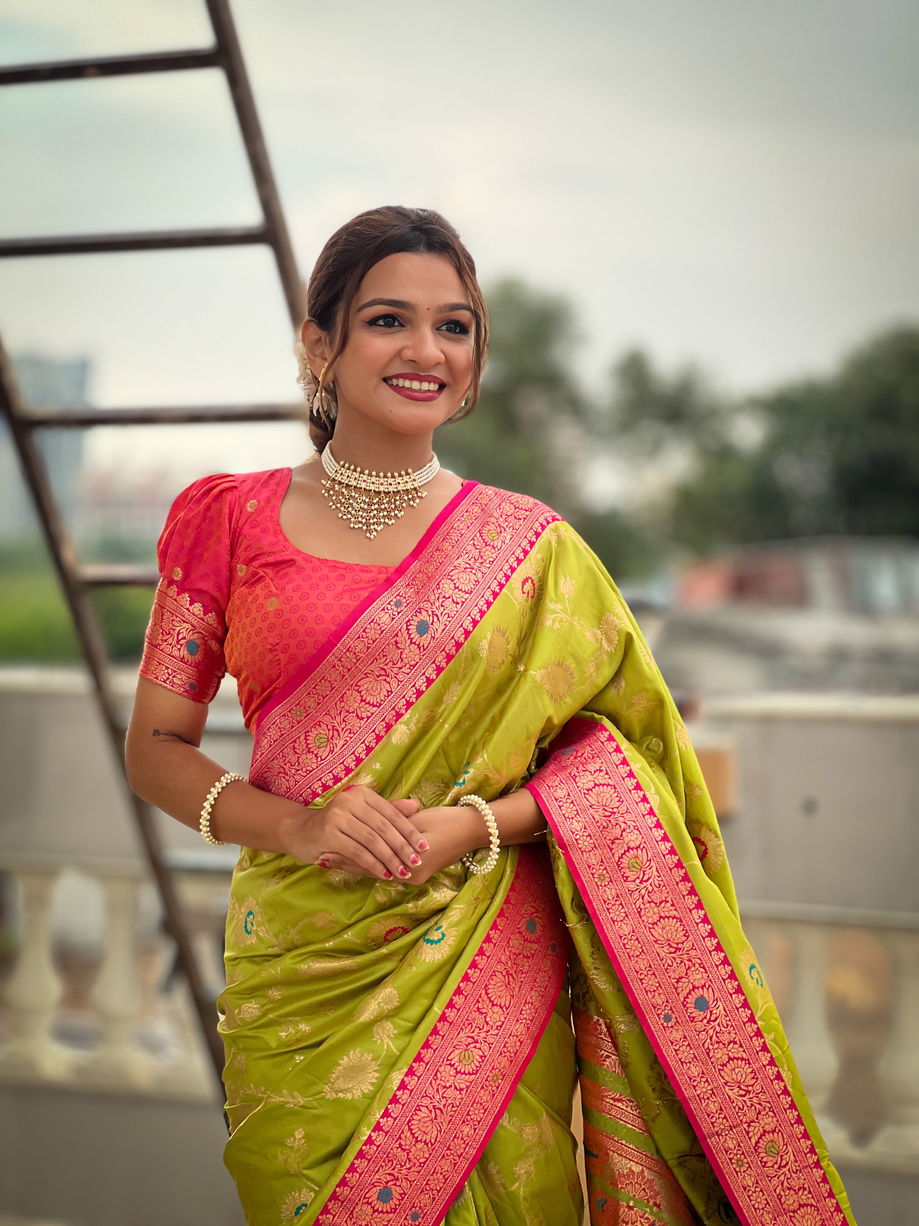 Popati Green Woven Design Banarasi Silk Saree