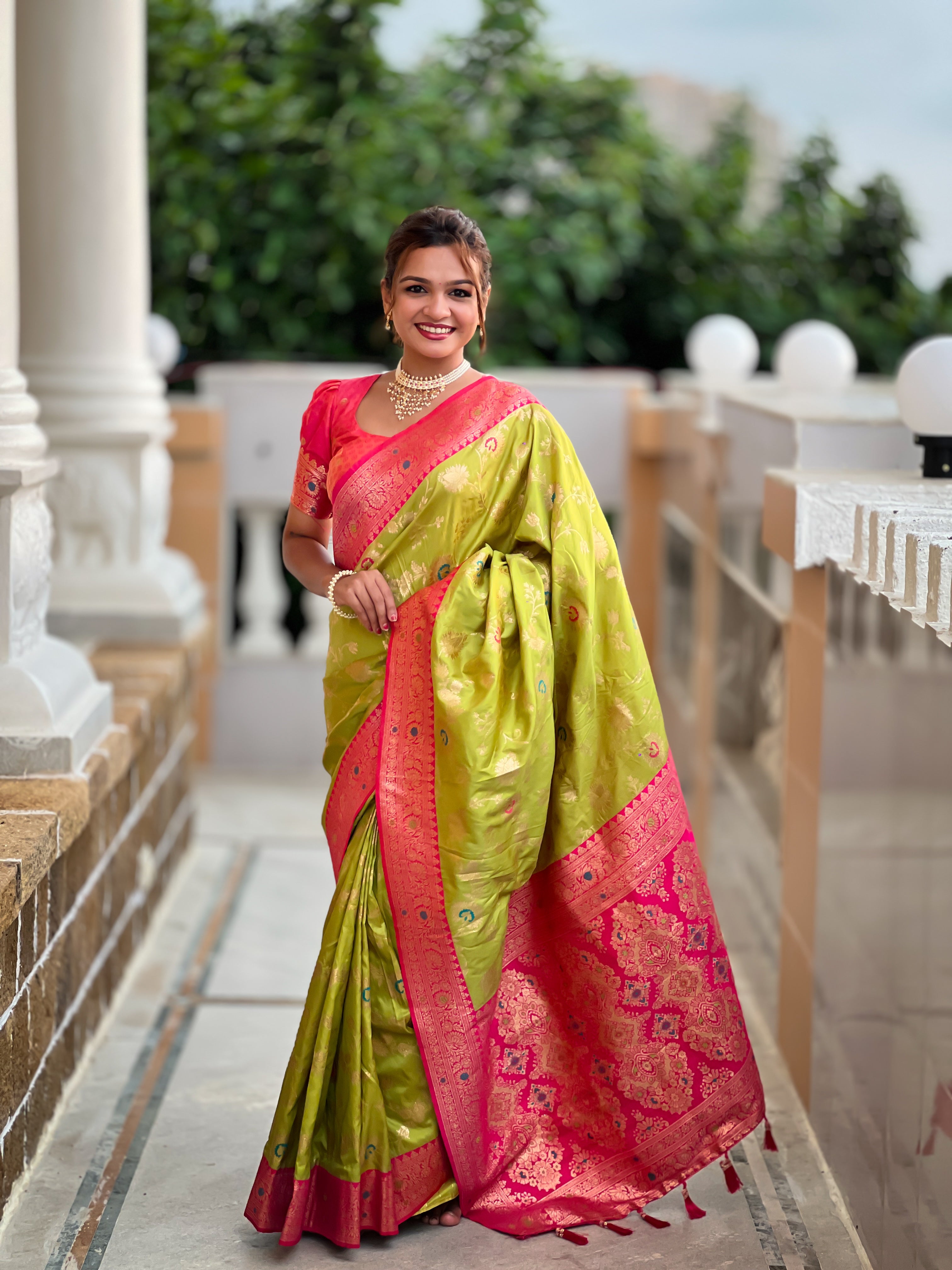 Popati Green Woven Design Banarasi Silk Saree