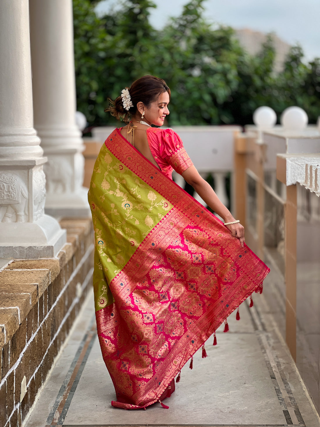 Popati Green Woven Design Banarasi Silk Saree
