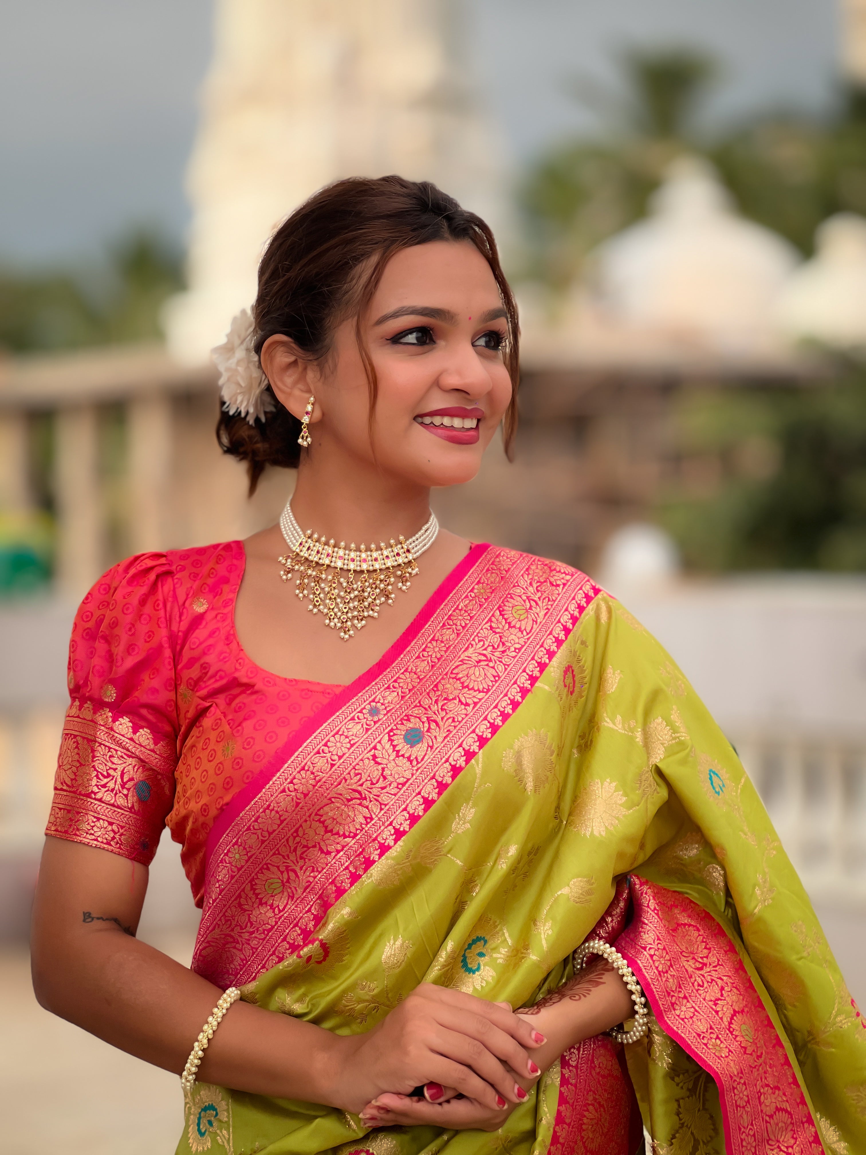 Popati Green Woven Design Banarasi Silk Saree