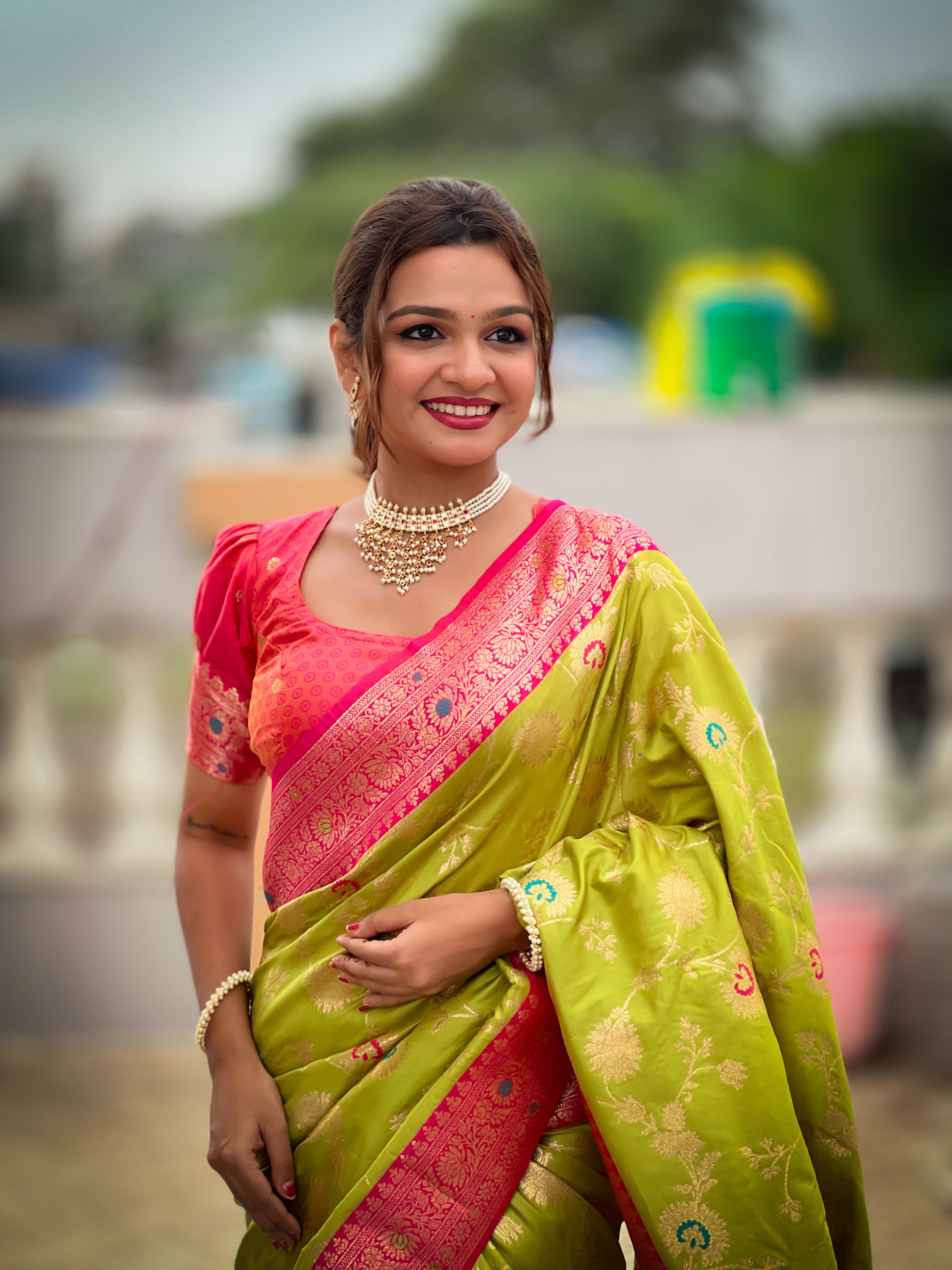 Popati Green Woven Design Banarasi Silk Saree