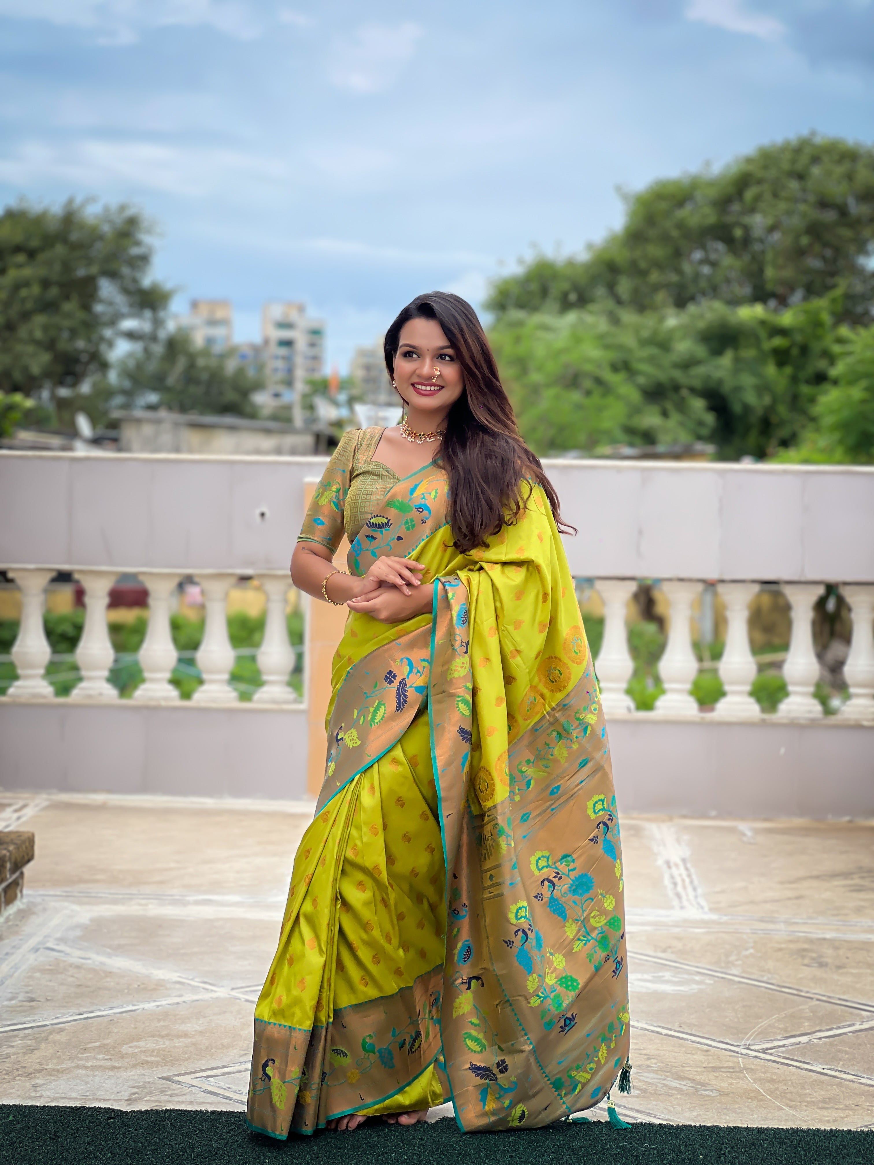 Popati Green Woven Design Paithani Silk Saree