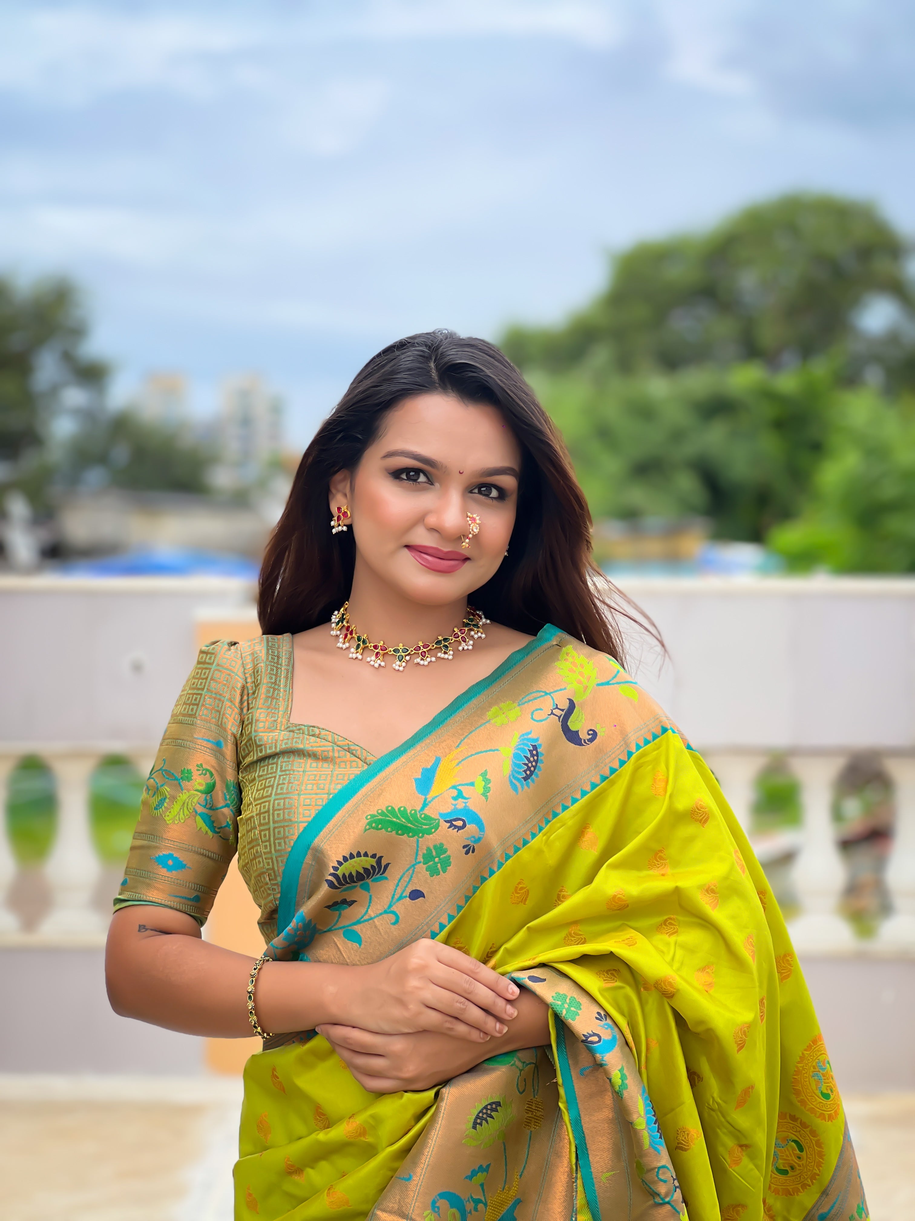 Popati Green Woven Design Paithani Silk Saree