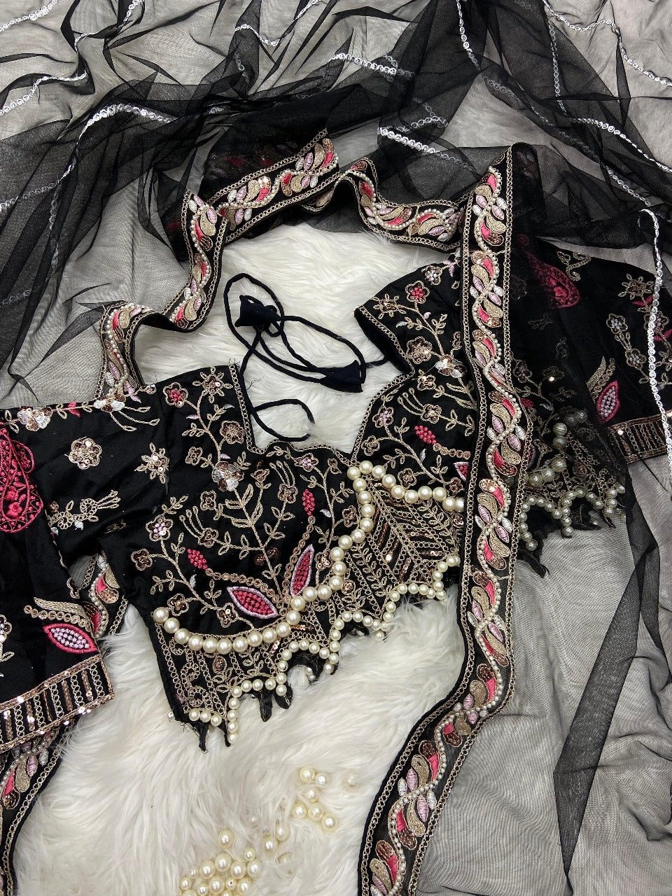 Premium Net Embellished With Beautiful Embroidery Heavy Hand Diamond Work Saree