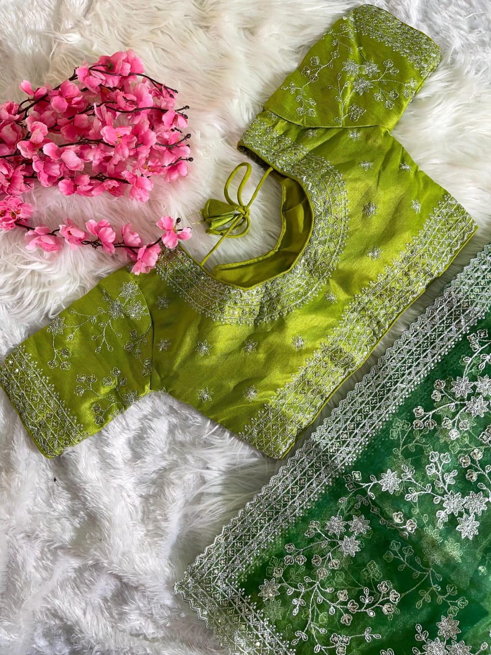 Pure Soft Organza Silk Saree with Beautiful Embroidery
