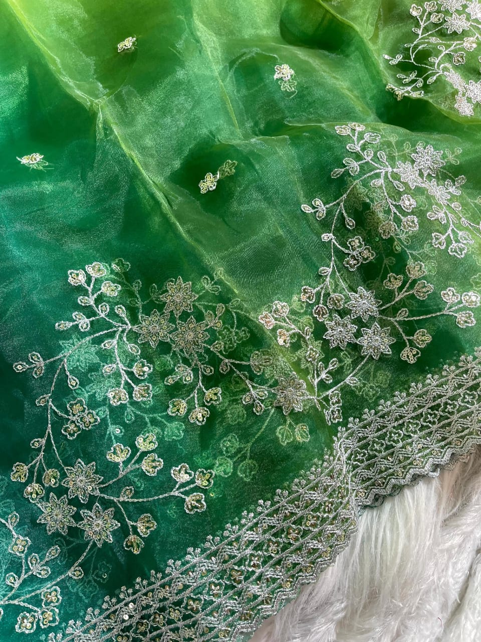 Pure Soft Organza Silk Saree with Beautiful Embroidery
